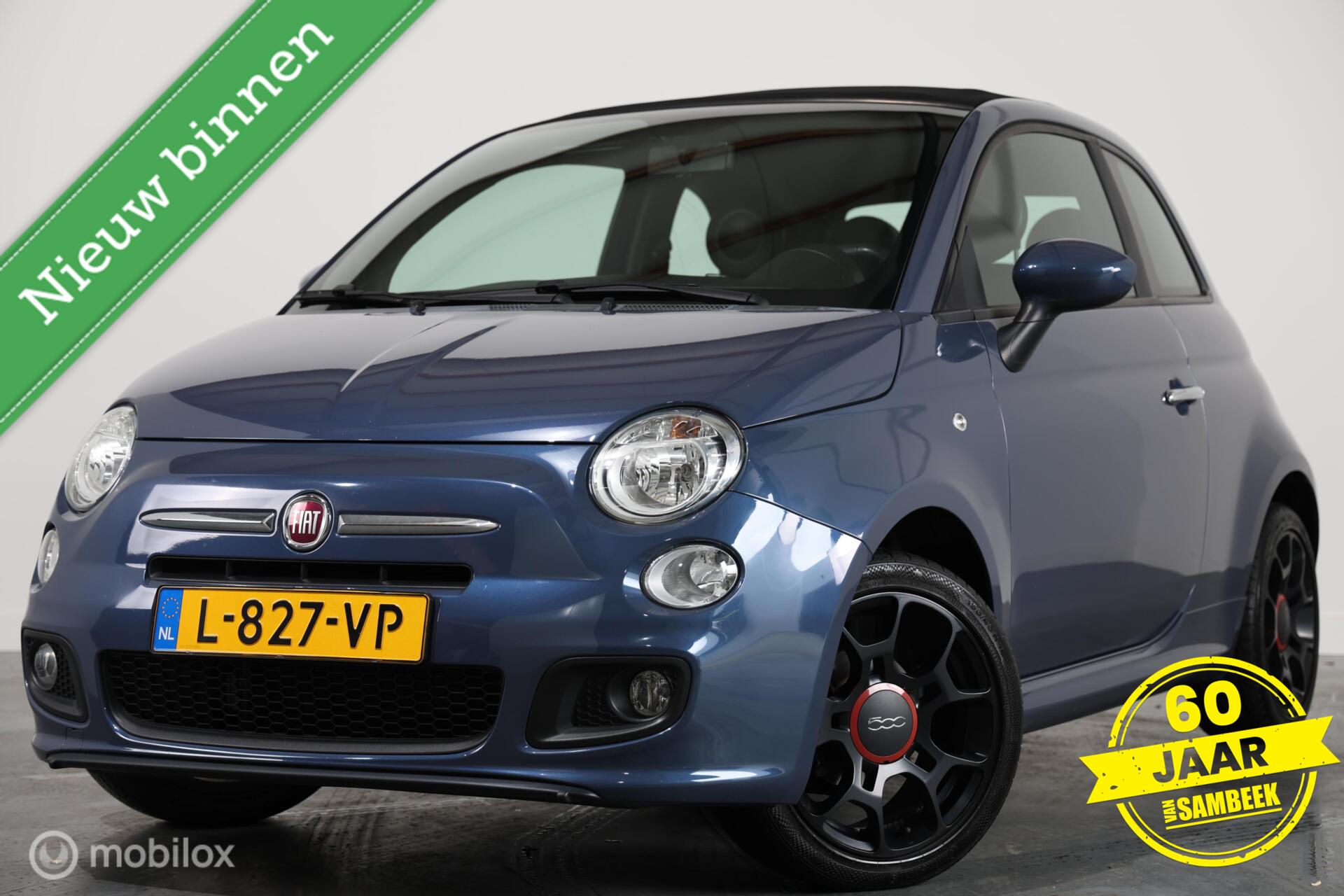 Fiat 500 C 1.2 Lounge- AIRCO -OPEN DAK - ZWARTE VELGEN 2014 - voorkant