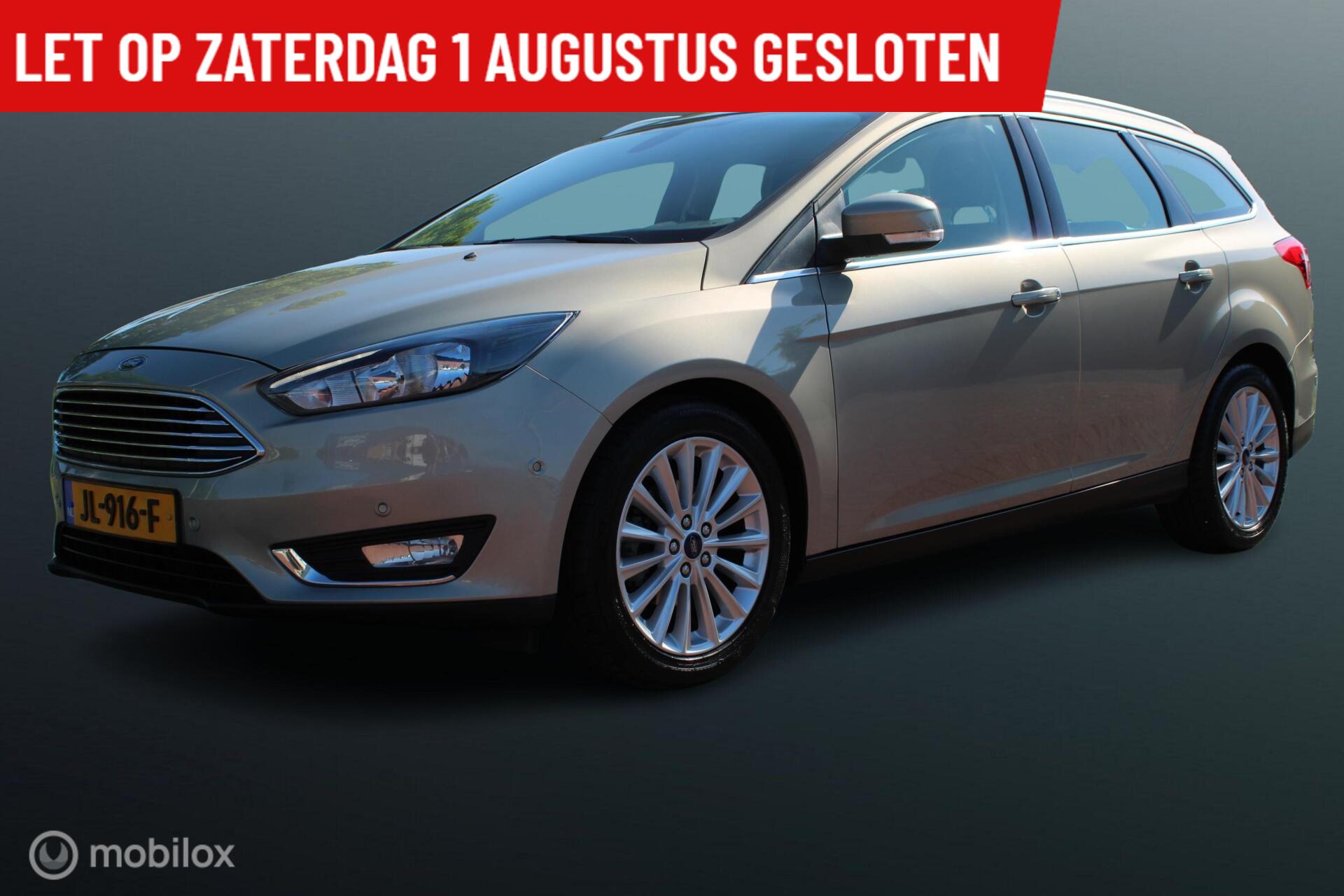 Ford Focus 1.0 Ecoboost 125 PK Titanium, 43000 KM !!, Navi, Pdc voor + achter, Cruise, Clima, Donker glas, 2016 - voorkant