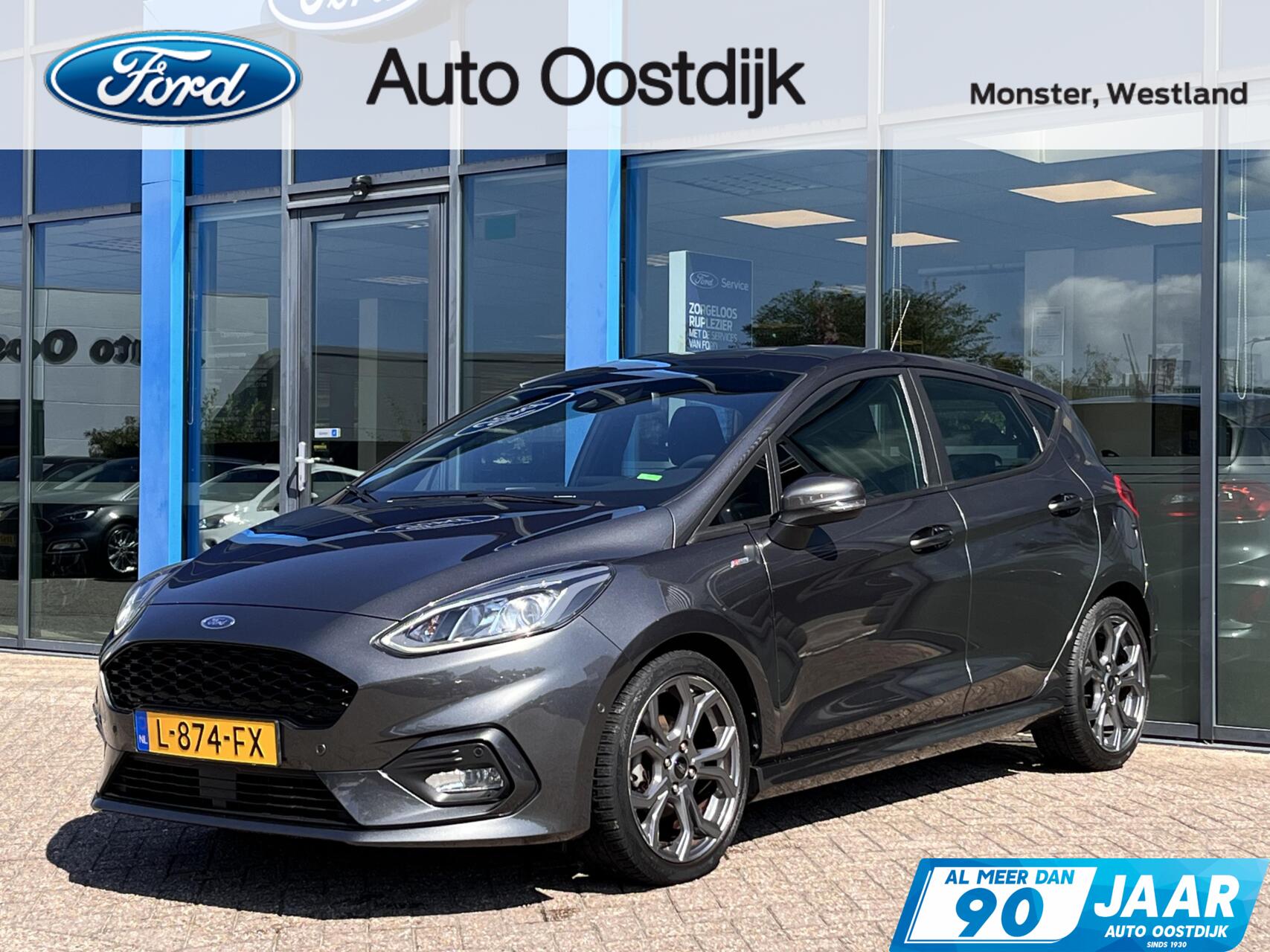 Ford Fiesta 1.0 EcoBoost Hybrid ST-Line 125PK Cruise Navi Parkeersensoren B&O Carplay Full-LED Privacy Glass *Sportief* 2021 - voorkant