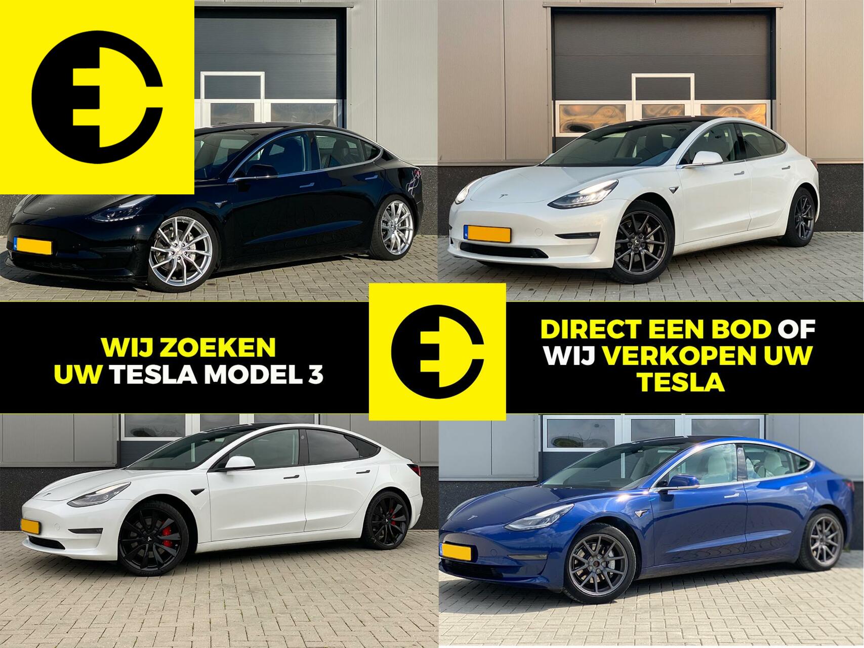 Tesla Model 3 | Alle uitvoeringen gezocht | Verkoop uw Tesla 2019 - voorkant