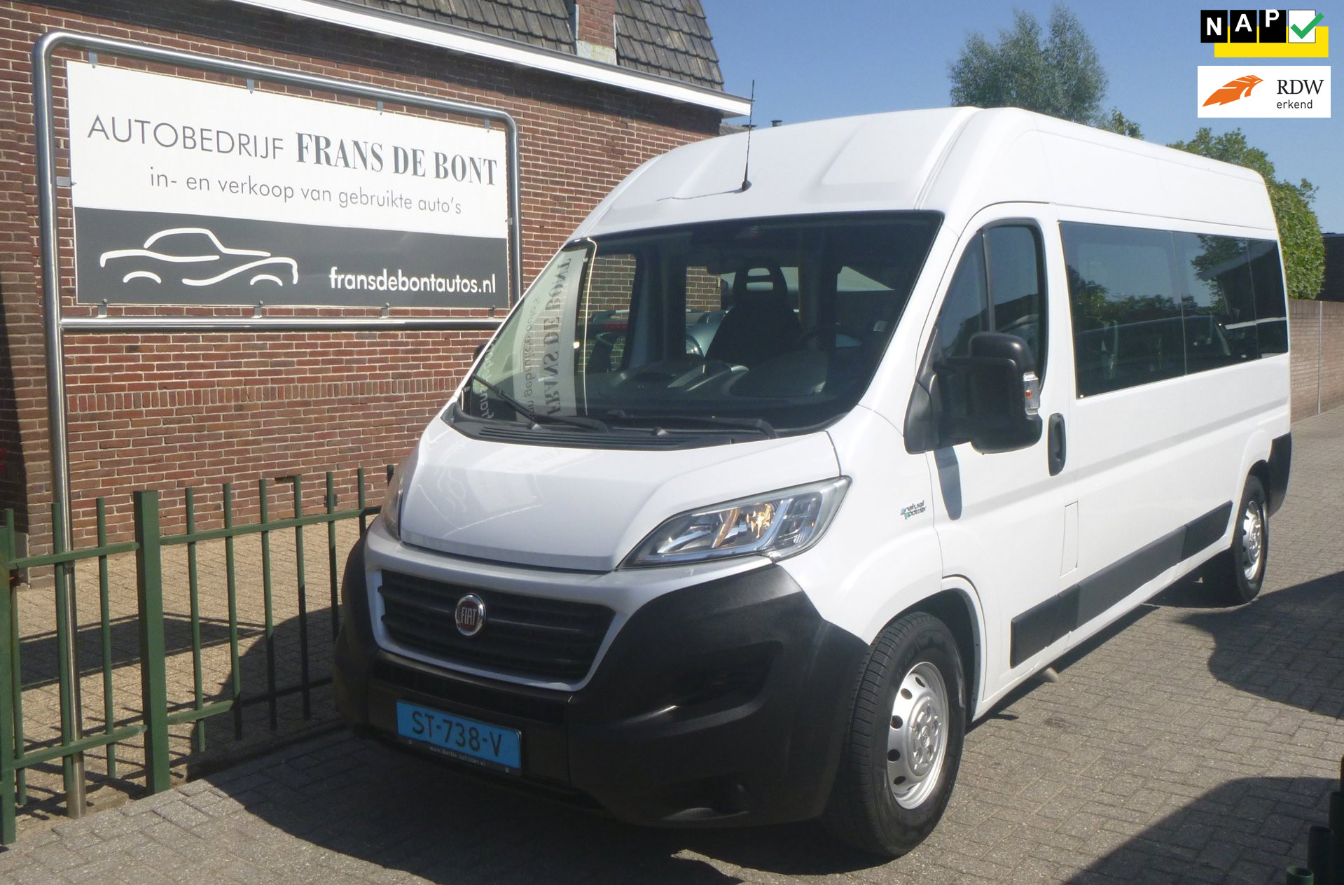 Fiat Fiat Ducato CNG AARDGAS 9 PERSOONS ROLSTOEL AIRCO € 7500 EX BTW 2018 - voorkant