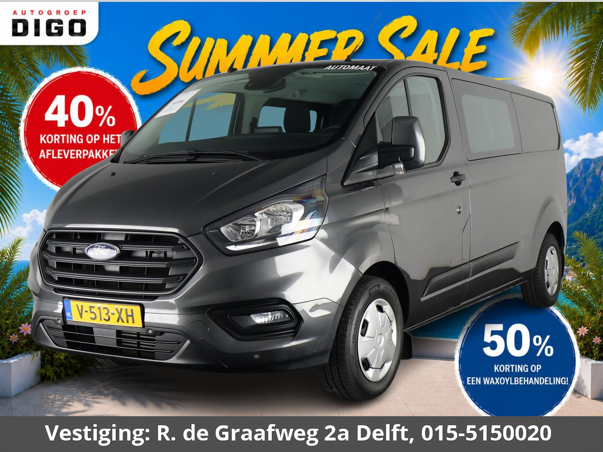 Ford Transit Custom 320 2.0 TDCI L2H1 Limited DC ROLSTOEL-LIFT OMBOUW 2019 - voorkant