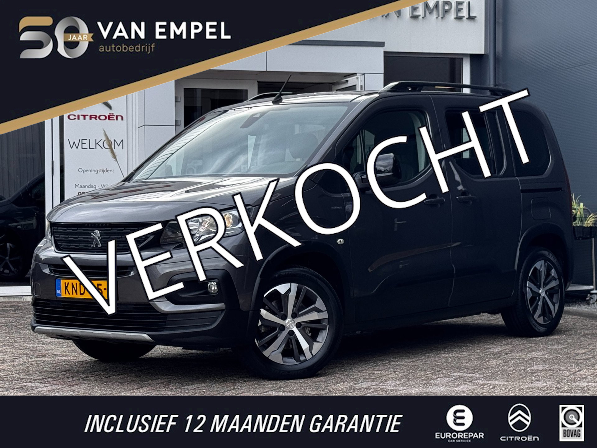 Peugeot Rifter 1.2 Puretech GT-Line | Trekhaak | 5-Persoons | Keyless | Climate Control | Parkeersensoren | Navigatie | 2019 - voorkant