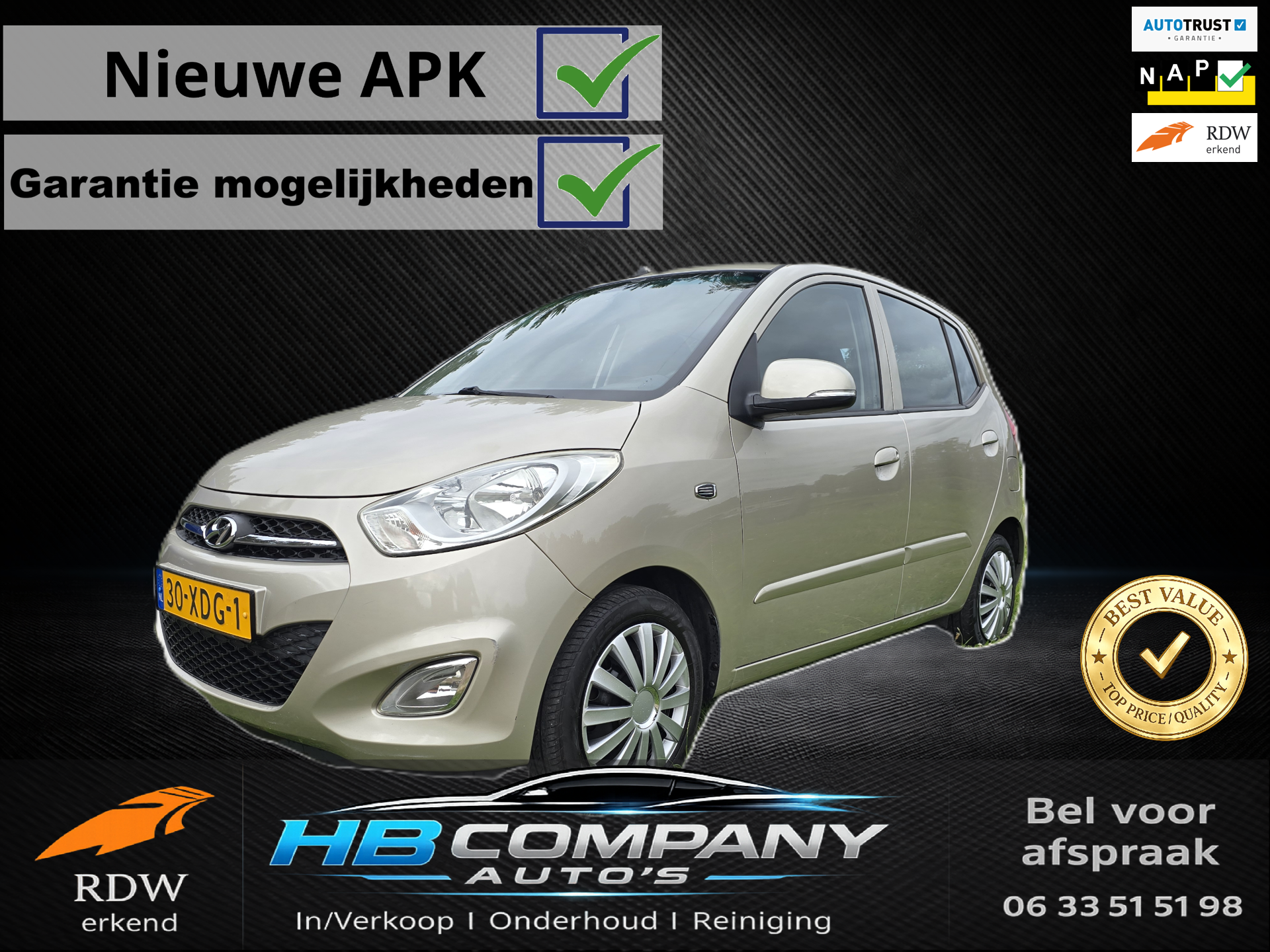 Hyundai I 10 1.2 i-Motion Cool| Autotrust| Airco| Nieuwe APK| NAP| Nieuwstaat 2012 - voorkant