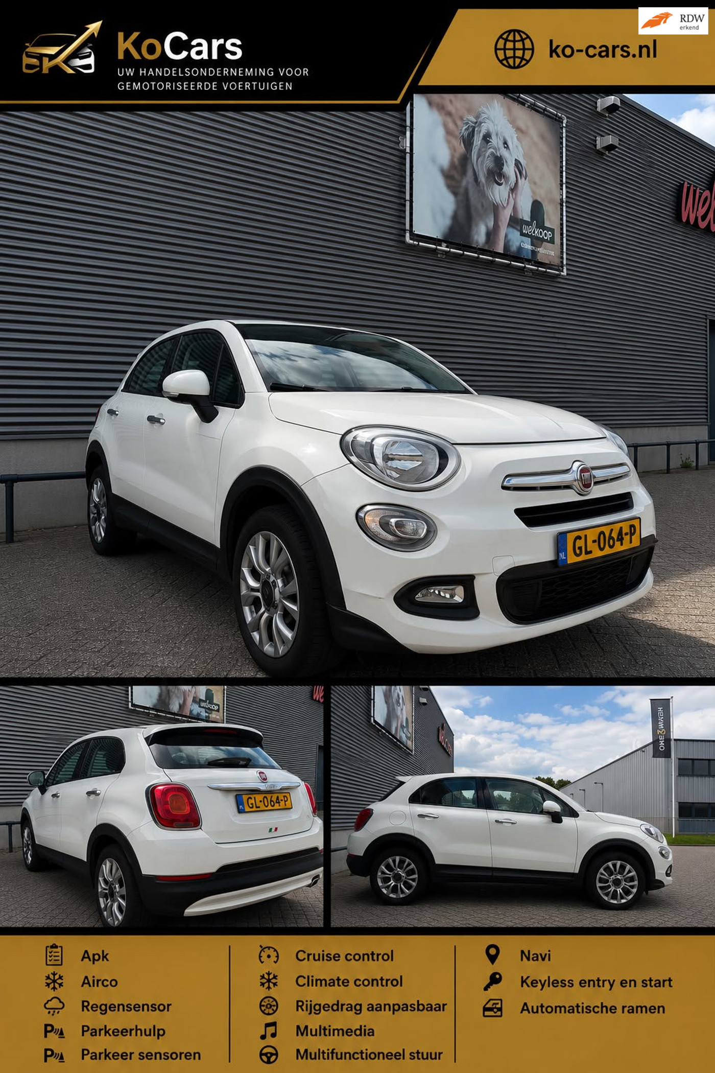 Fiat Fiat 500x / Apk / Airco / Cruise / Navi / Keyless / Bomvoll 2015 - voorkant