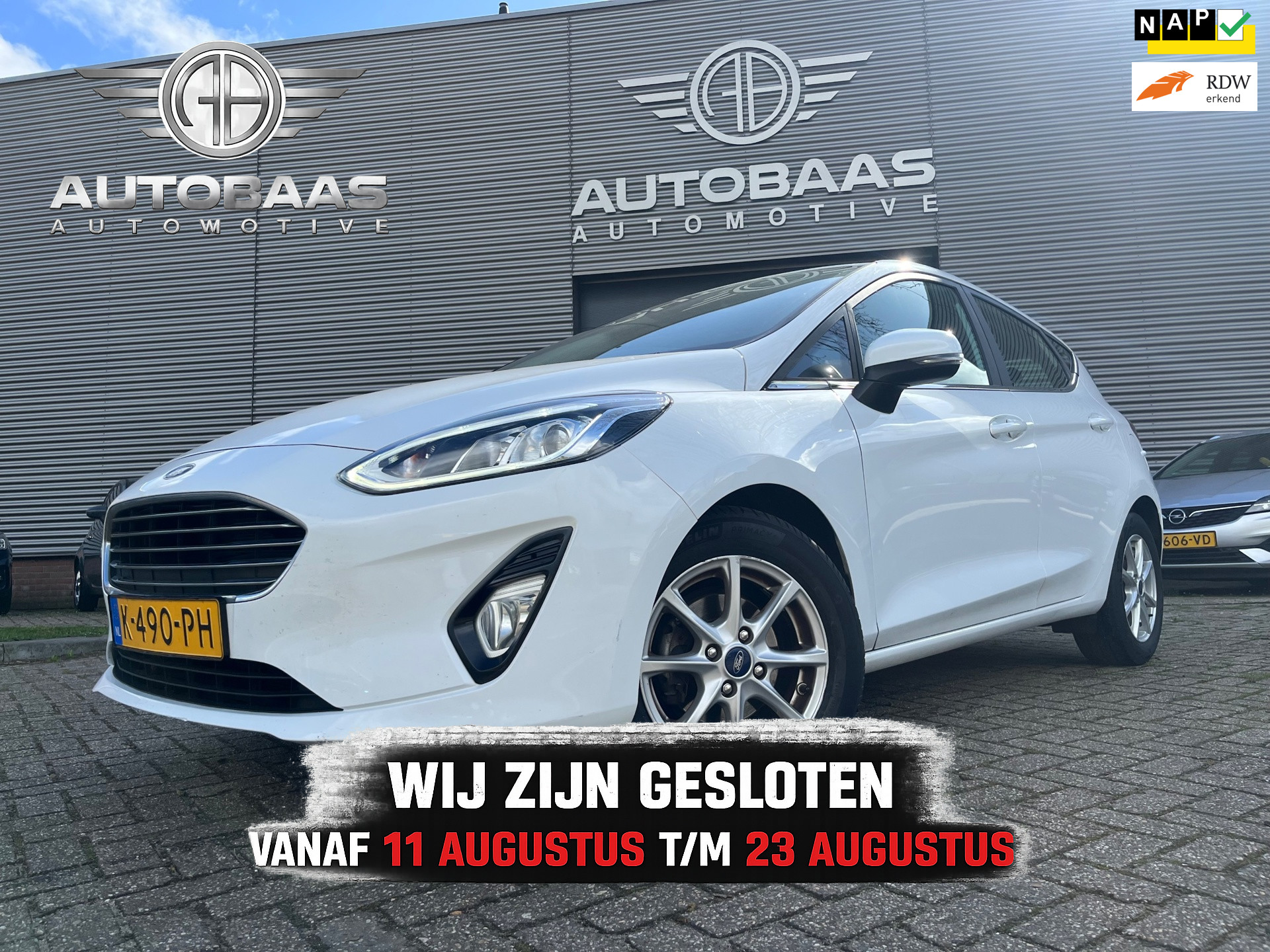 Ford Fiesta 1.0 Titanium AUTOMAAT+NL-AUTO+1EIG+NAP+NAVI+FULL LED+PARKEERSENSOREN+BTW+ 2021 - voorkant