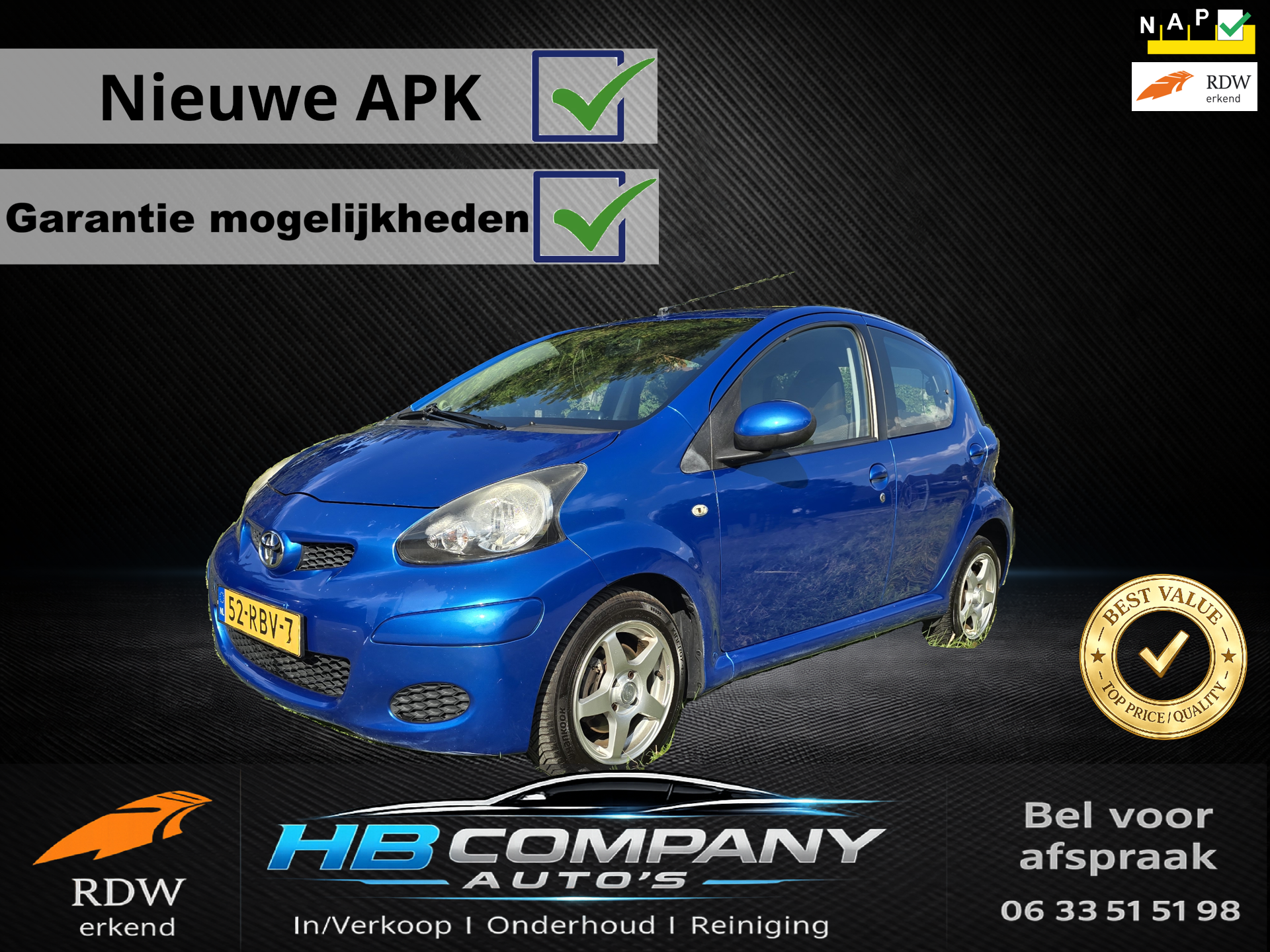 Toyota Toyota Aygo 1.0-12V Comfort Navigator 5DRS (zeldzame uitvoering) Navigatie | Airco | velgen | Nieuwe APK | NAP 2011 - voorkant