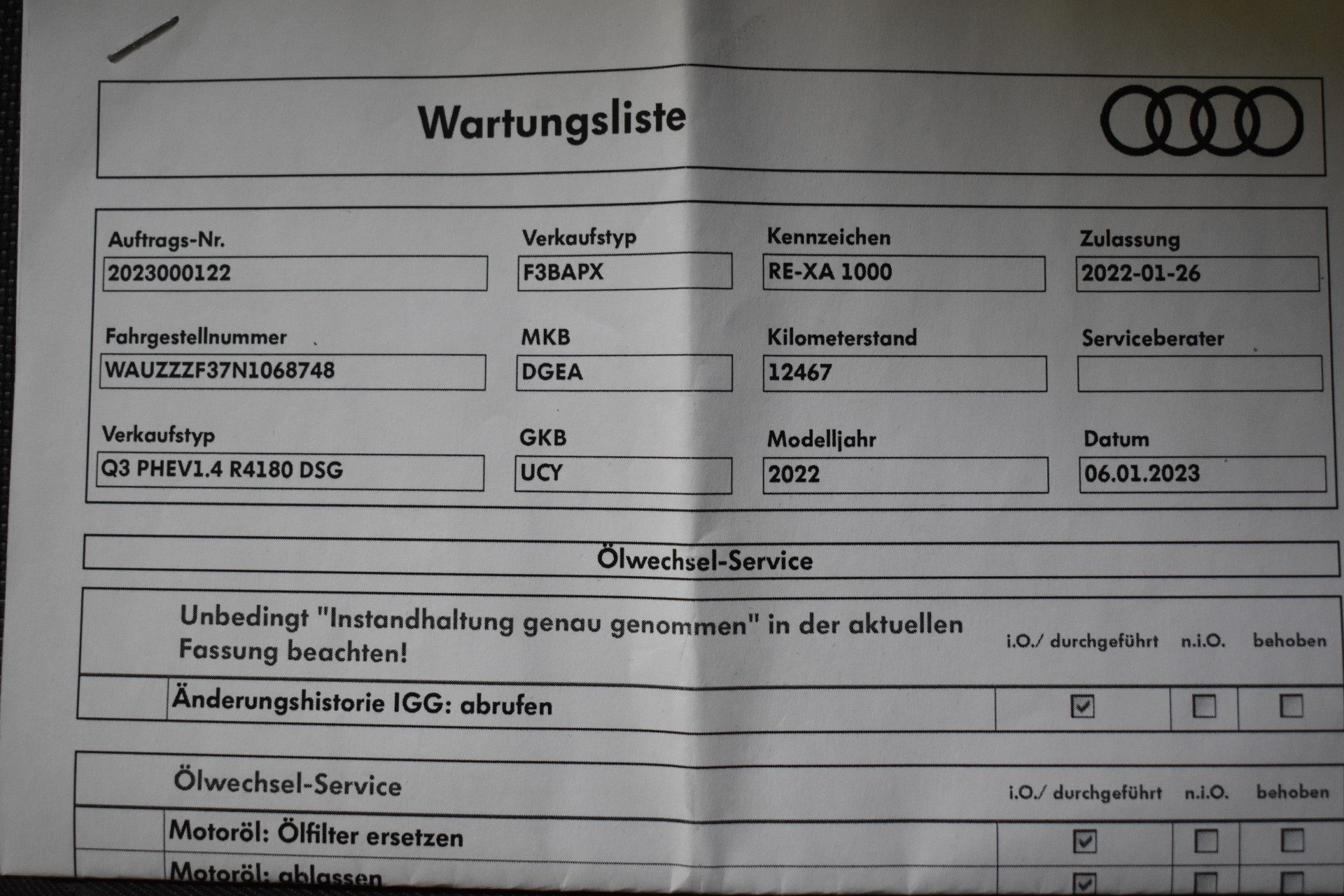 Foto van Audi Q3 E-tron