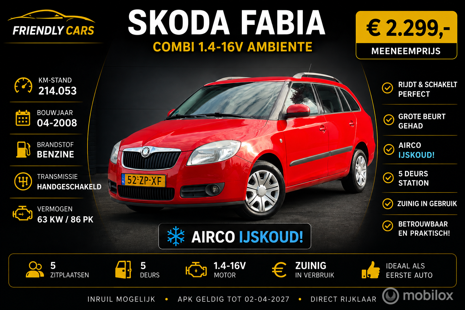 Skoda Fabia 1.4-16V Ambiente 2008 - voorkant