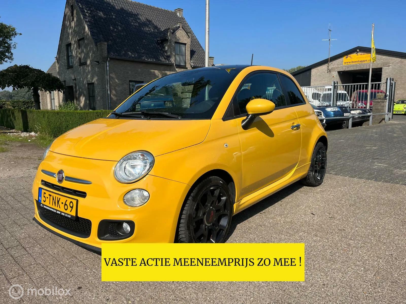 Fiat 500 0.9 TwinAir Turbo 500S SPORT UITVOERING MET OA ZWARTE HEMEL EN AIRCO !! 2014 - voorkant