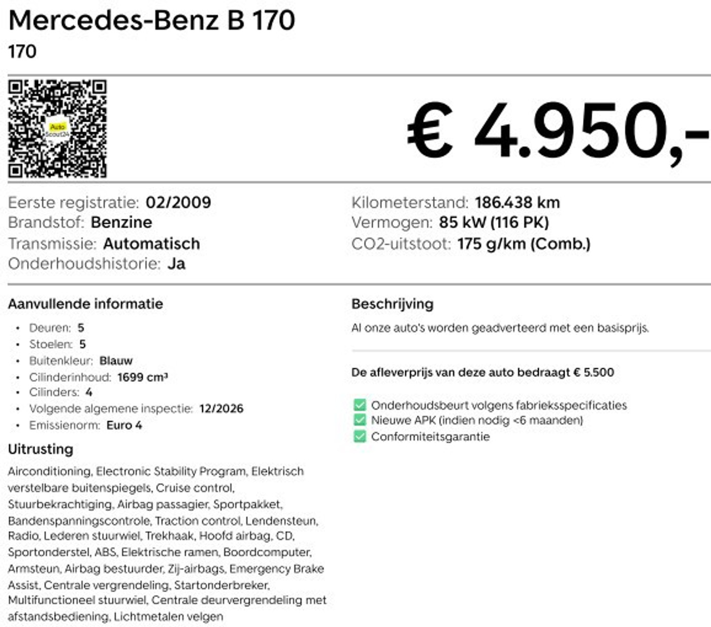 Foto van Mercedes-Benz B 170