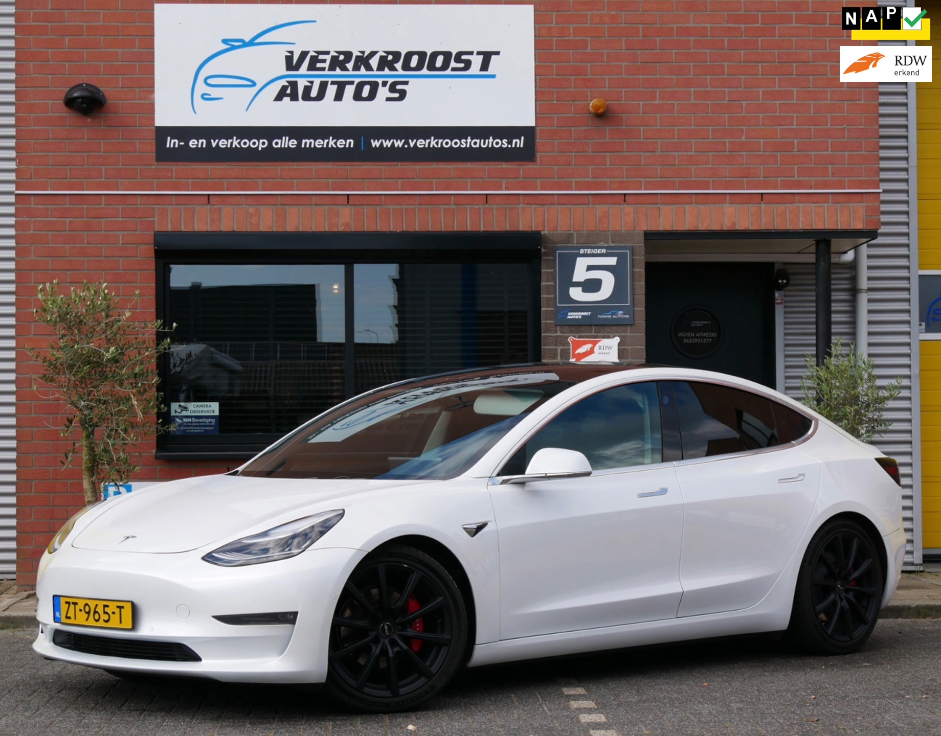 Tesla Model 3 Performance AWD 75 kWh pano. org ned. 62dkm 2019 - voorkant