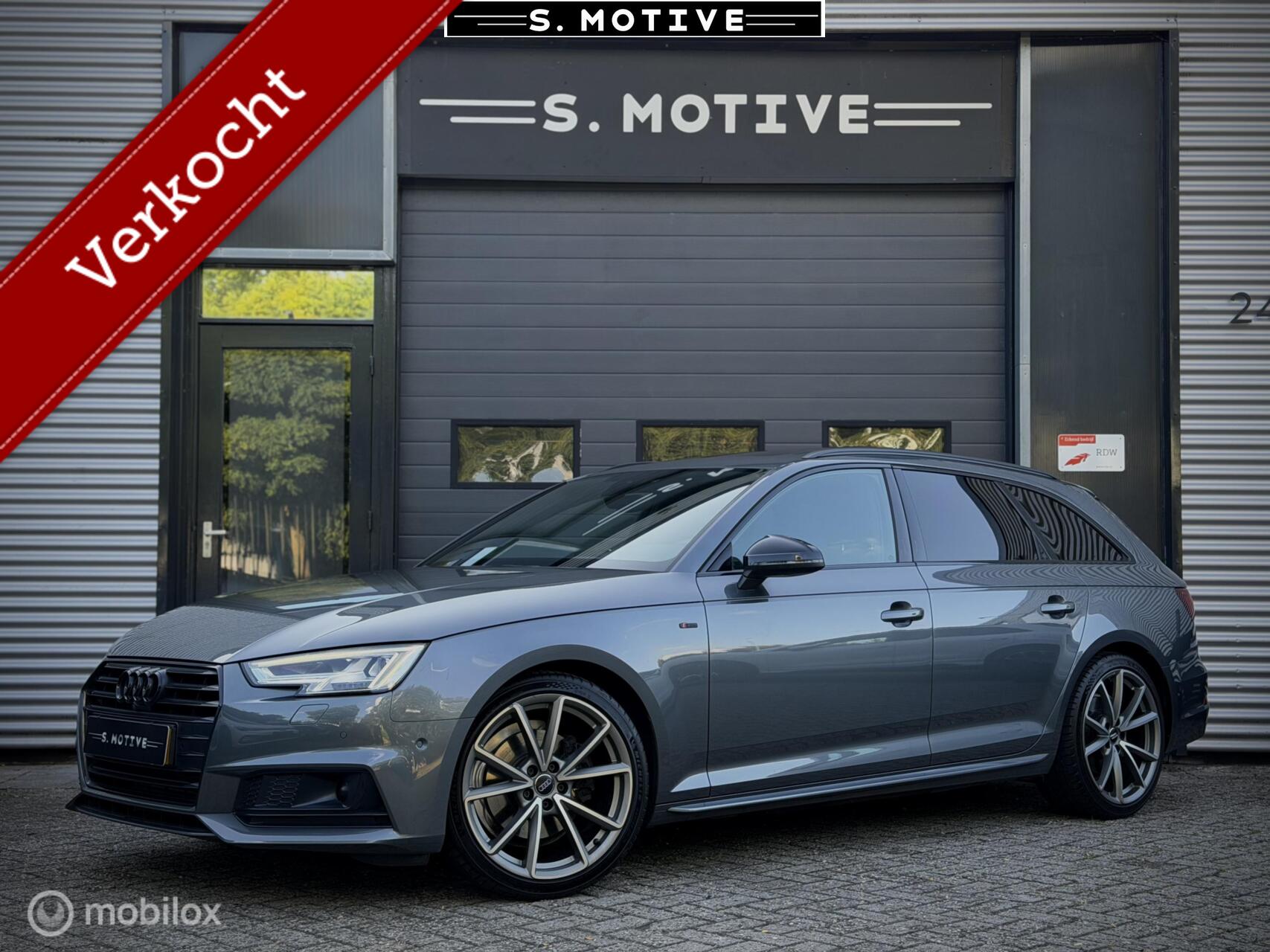 Audi A4 Avant 2.0 TFSI S line black edition, 360, Pano, HUD, Trekhaak, Stoelverwarming, 2018 - voorkant