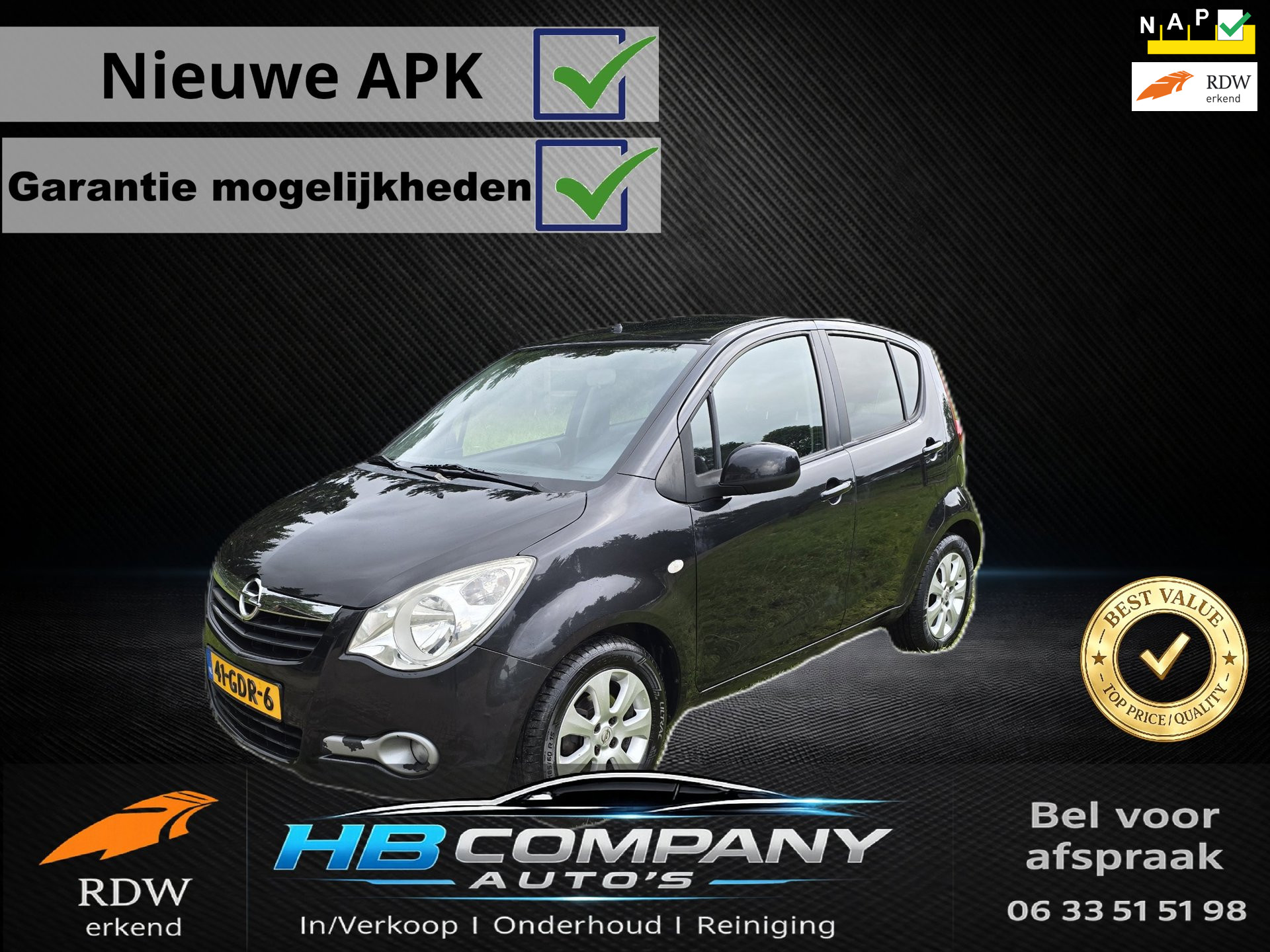 Opel Agila 1.2 Enjoy !Zeer netjes! Nieuwe APK | Airco | NAP 2008 - voorkant