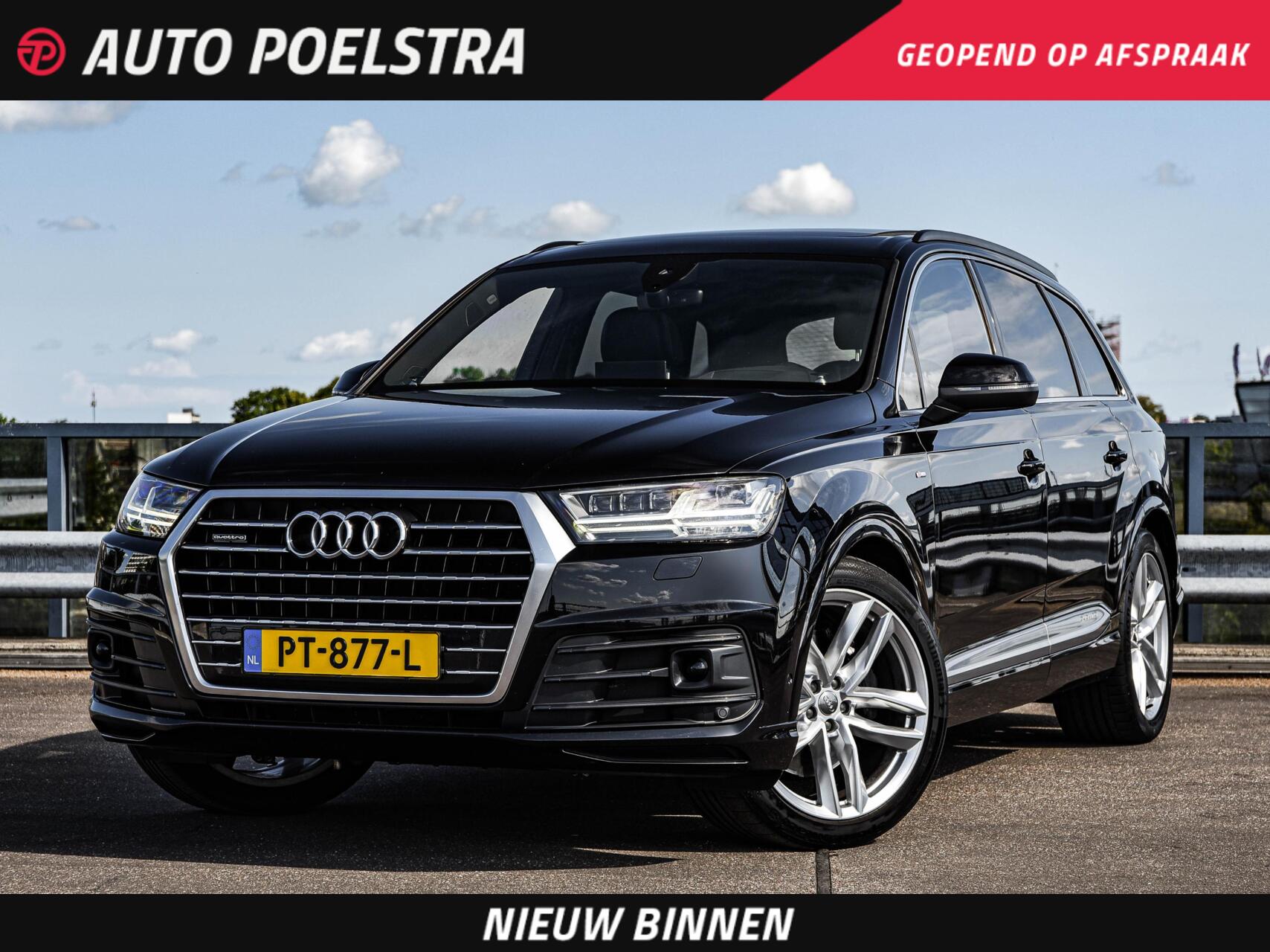 Audi Q7 3.0 TFSI quattro S-Line 7p Panoramadak B&O Advanced Nachtzicht Luchtvering Leder ACC HUD Virtual Cockpit Soft-Close Achterasbesturing Trekhaak 21" 2016 - voorkant