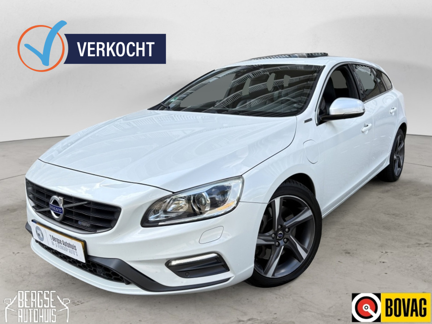 Volvo V60 Plug In Hybrid 2.4 D6 AWD Plug-In Hybrid R-Design SCHUIFDAK LEER 2014 - voorkant