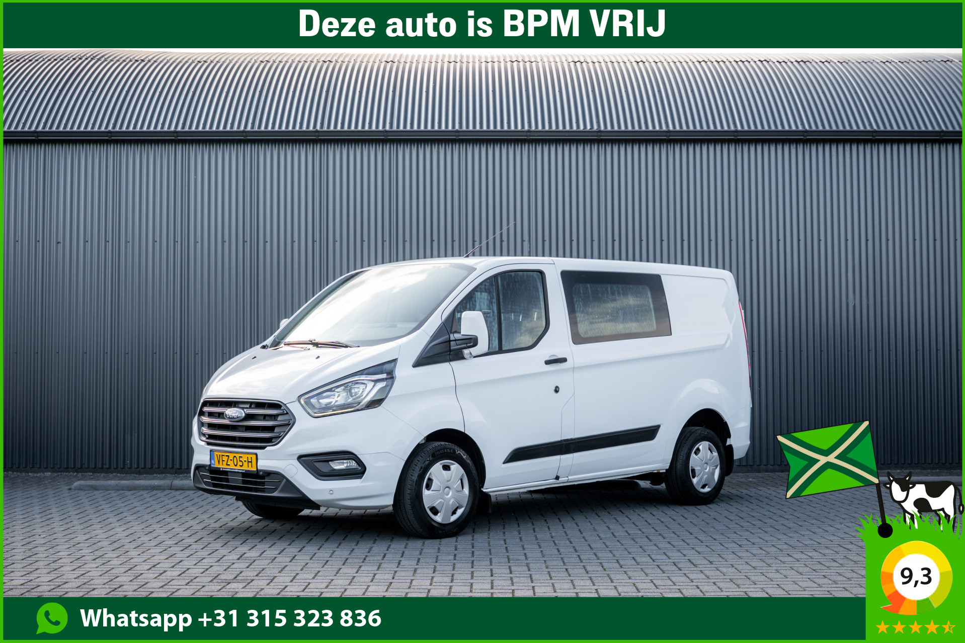 Ford Transit Custom 2.0 EcoBlue L1H1 | DC 6-Zits | LED | Cruise | PDC | Airco | Trekhaak 2020 - voorkant