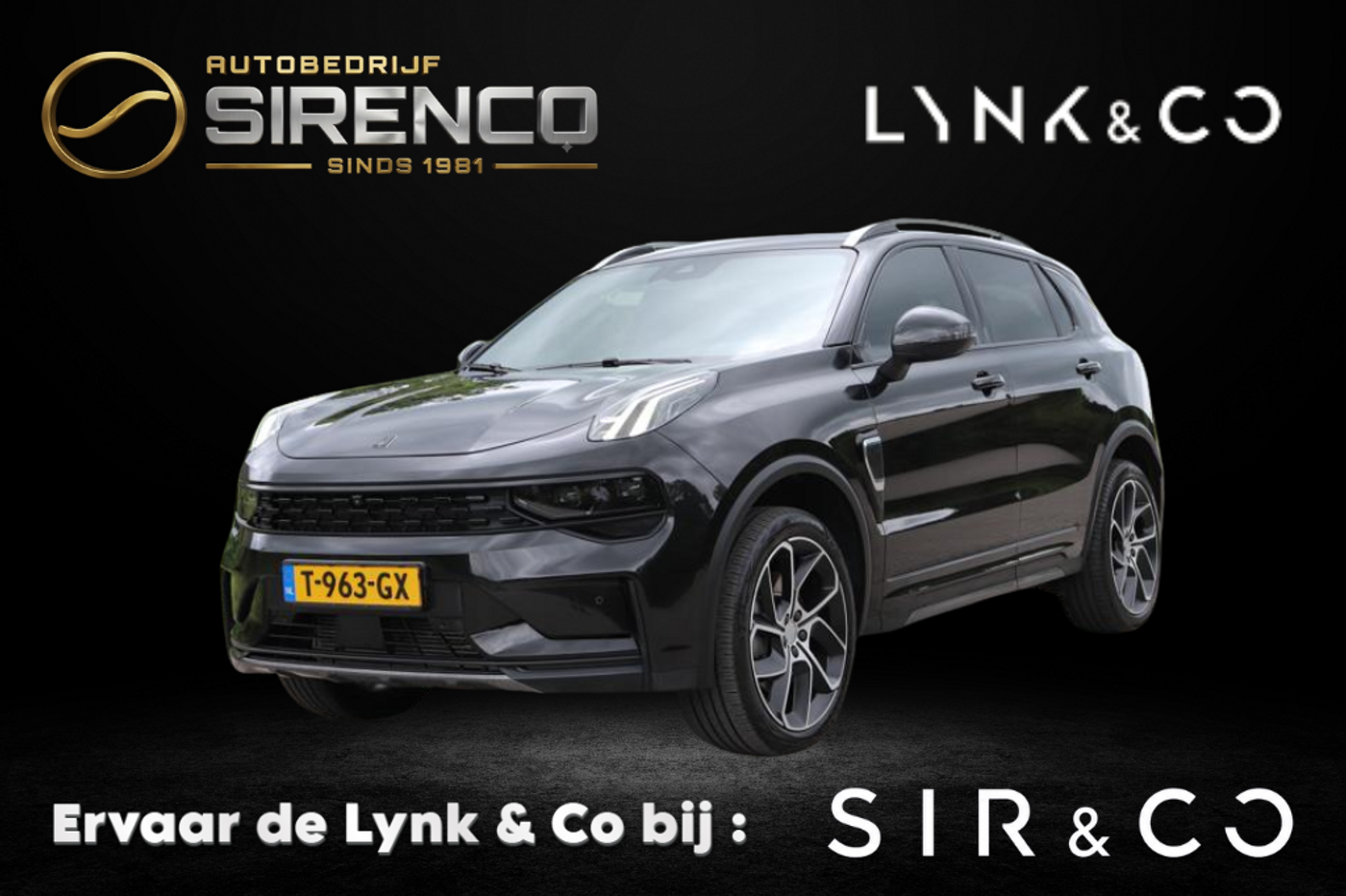 Lynk&co LYNK & Co 01 1.5 | ALL BLACK| 360 camera met 3d view | Komt binnen | panodak | stoelverwarming |Android auto & Apple carplay |dab | adaptive cruise control | sfeerverlichting | 2023 - voorkant