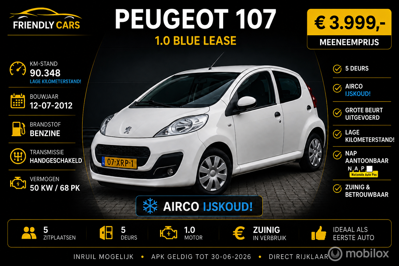 Peugeot Peugeot 107 1.0 Blue Lease 2012 - voorkant