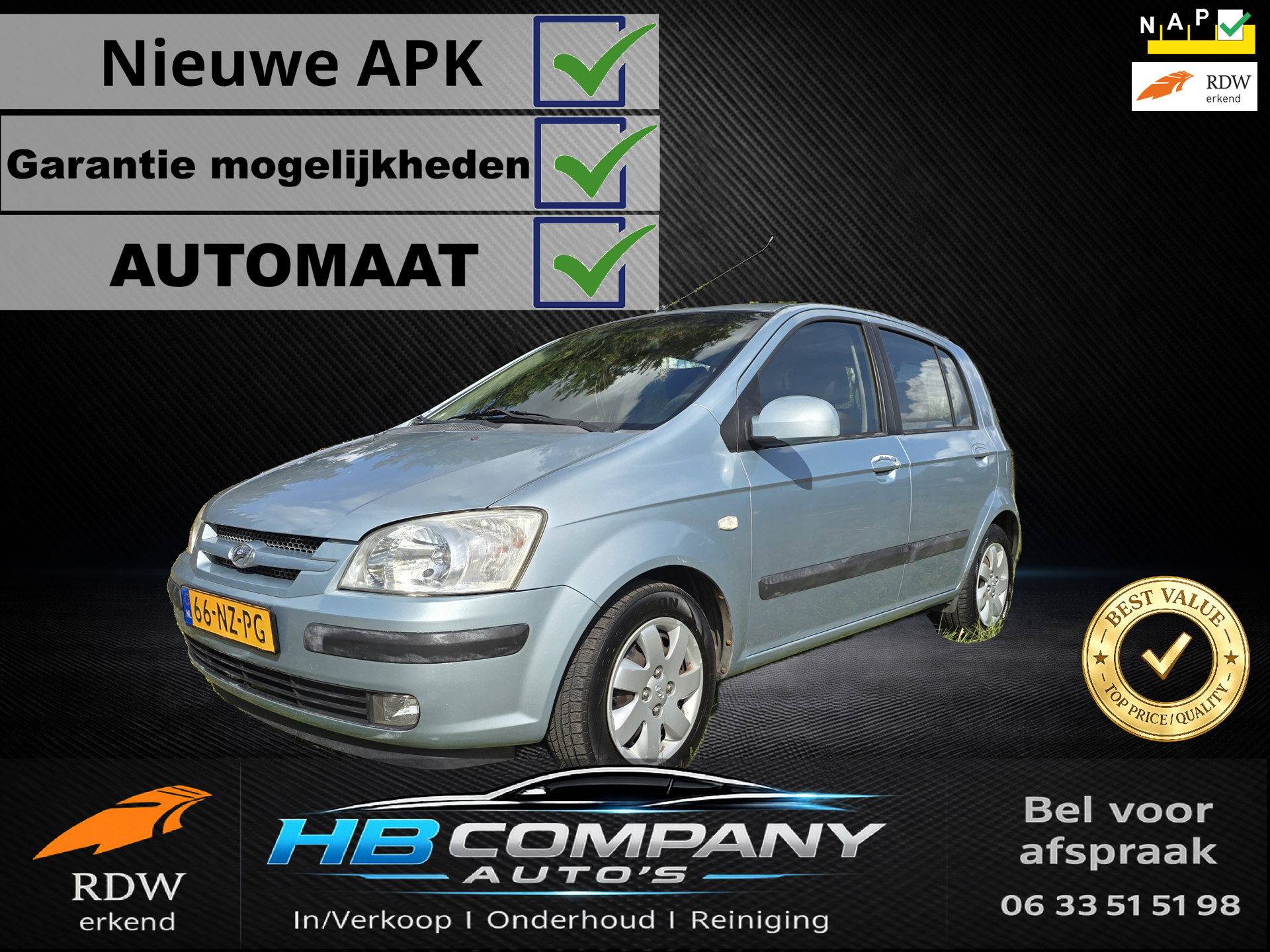 Hyundai Getz 1.3i GLS AUTOMAAT | Airco | Nieuwe APK | NAP 2004 - voorkant