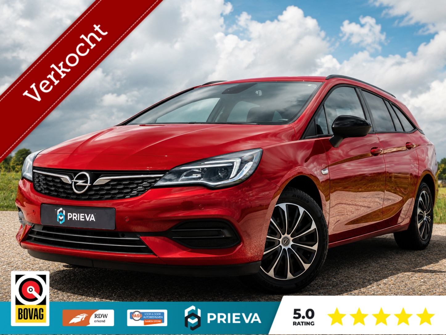 Opel Astra Sports Tourer 1.2 Turbo | Stoelverwarming | Trekhaak | Dealer | Apple/Android 2021 - voorkant