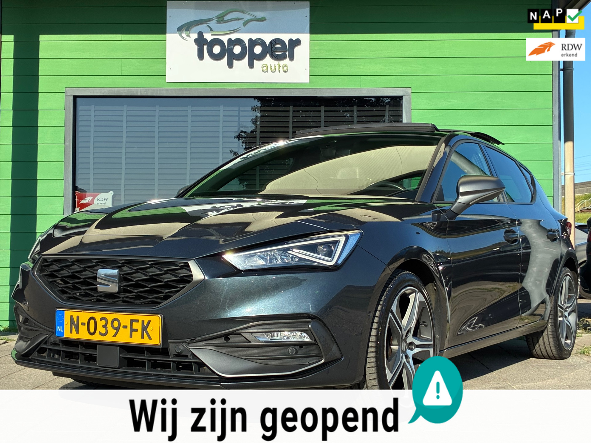 Seat Seat Leon 1.5 eTSI FR Business|2e Eigenaar|Automaat|Panoramadak|Camera|Navigatie|CruiseControl|Climatronic| 2021 - voorkant