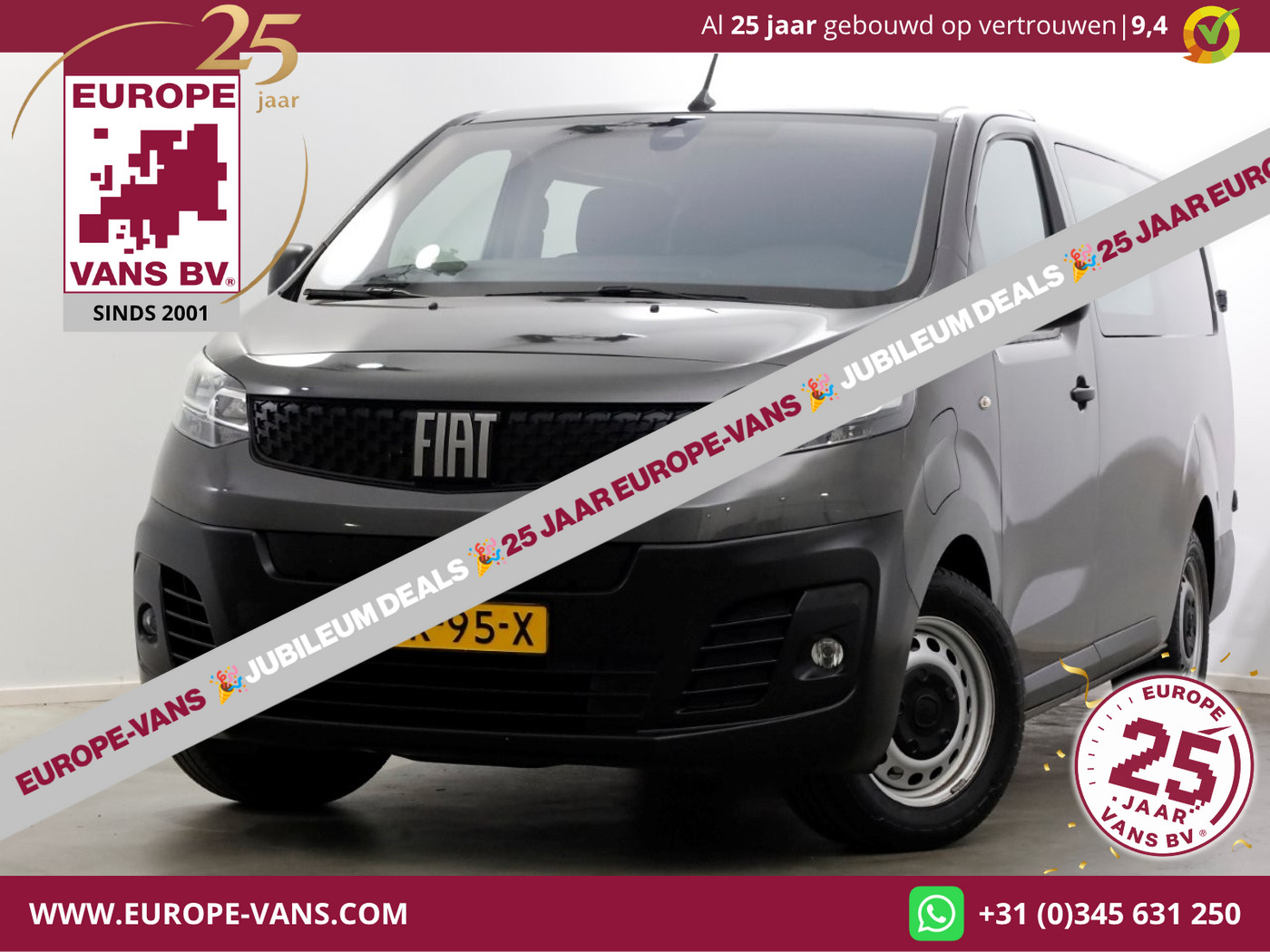 Fiat Scudo 75 kWh Automaat Lang 100% Elektrisch Snellader WLTP 315km SOH 91,2% 03-2022 2022 - voorkant