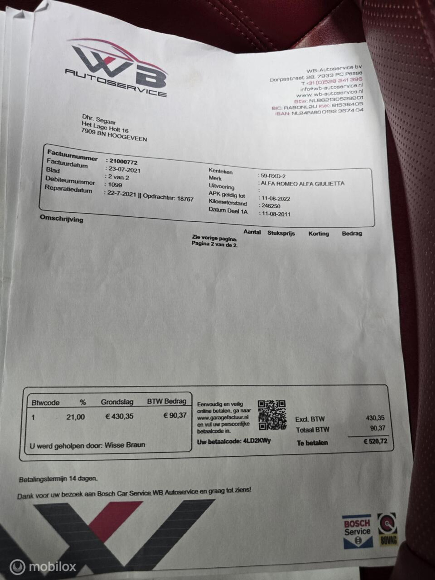 Foto van Alfa Romeo Alfa Giulietta