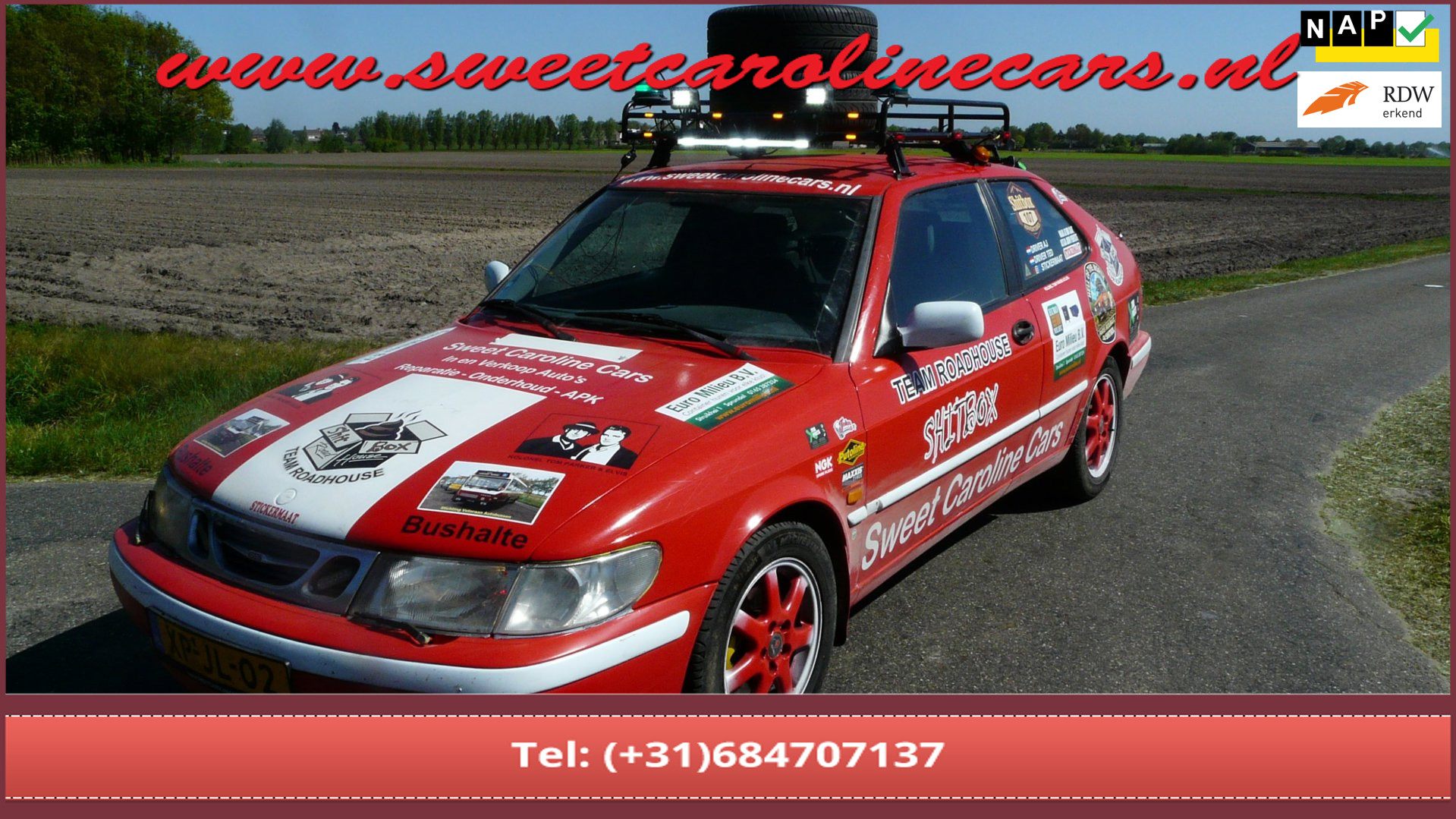 Saab Saab 9-3 2.0,Rammelbak,Carbage Run,Shitbox Edition! 1999 - voorkant