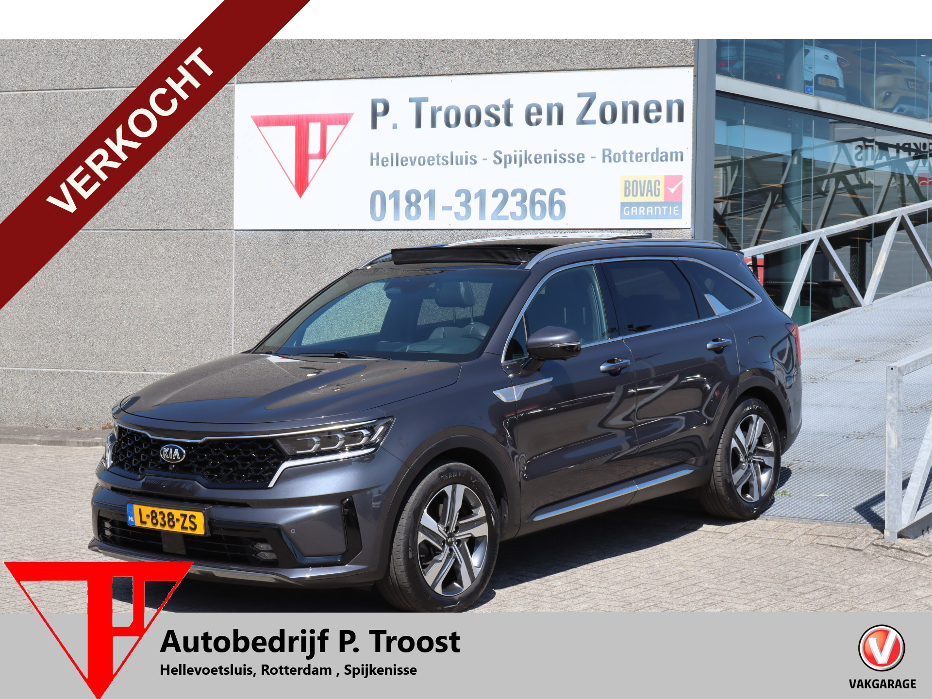 Kia Sorento 1.6 T-GDI Plug-in Hybrid 4WD ExecutiveLine 7p. Nederlandse auto/Panoramadak/Apple carplay/Stoelventilatie/Stoelverwarming voor en achter/Lane assist/360 graden camera/Bose audio/Elektrisch verstelbare voorstoelen 2021 - voorkant