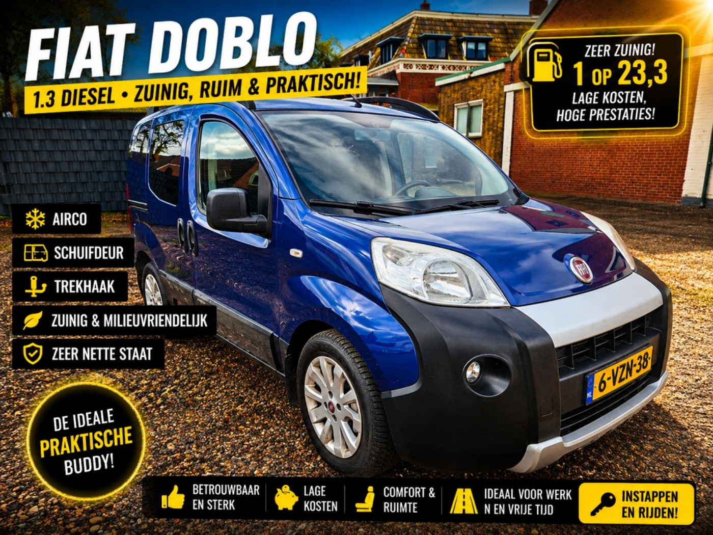Fiat Fiat Fiorino 1.3 MJ Adventure 1op23,3 Airco/ Trekhaak 2012 - voorkant