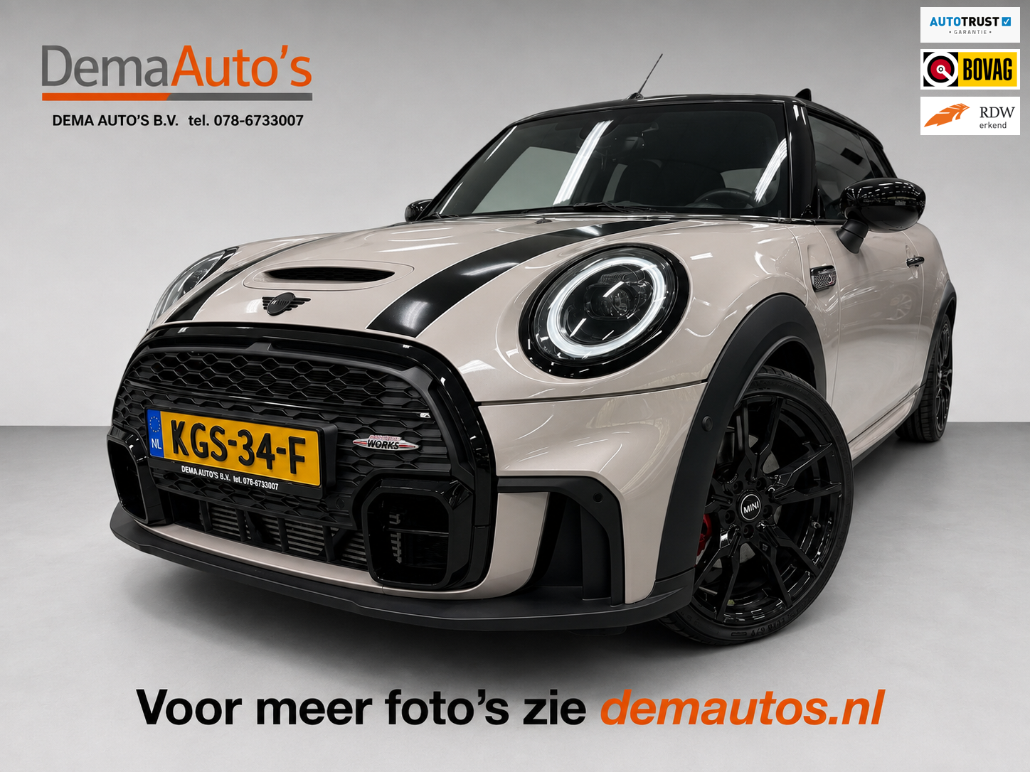 Mini Cooper S 2.0 Cooper S JCW 18'' JCW-STOELEN/NAVI/H-UP/H-KARDON/CAM/DAB/CARPLAY/// 2023 - voorkant