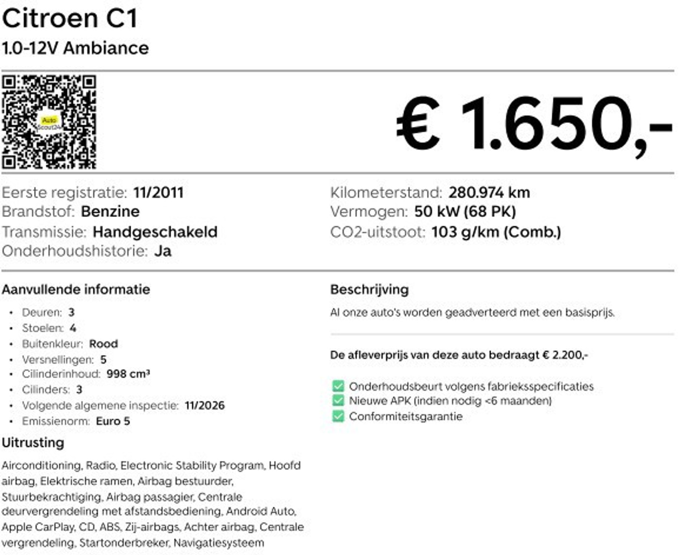Foto van Citroen Citroen C1