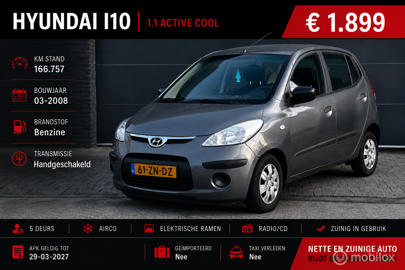 Hyundai I 10 1.1 Active Cool 2008 - voorkant