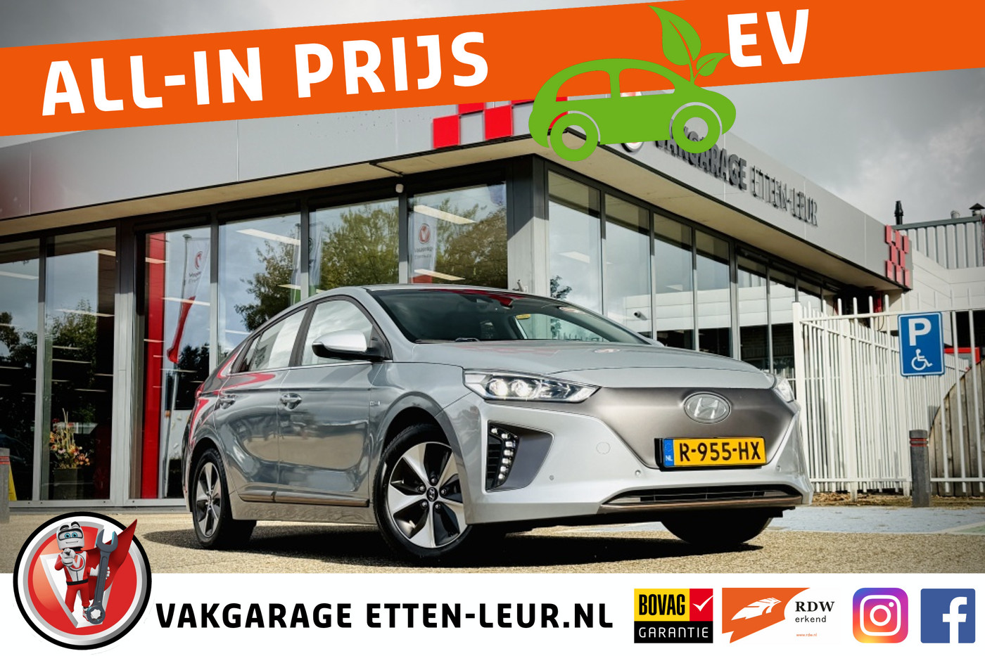 Hyundai Ioniq Premium EV | LEDER | STOELVERWARMING + KOELING 2017 - voorkant