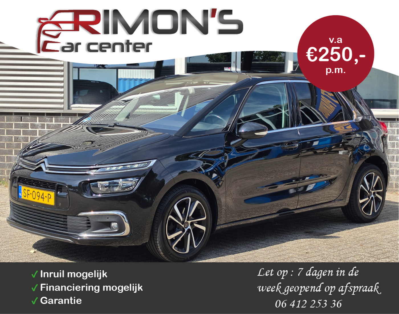 Citroen C4 Picasso 1.2 PureTech Shine Aut Camera New Dis Riem Carplay Trekhaak 2018 - voorkant