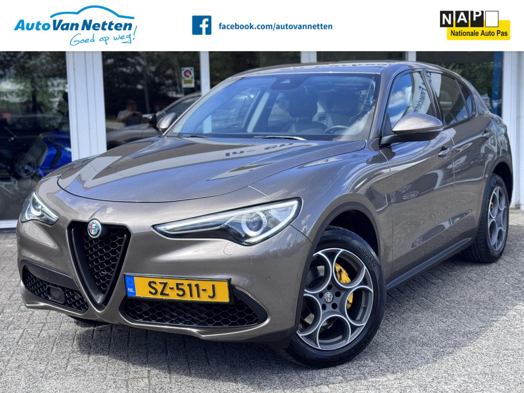 Alfa Romeo Stelvio 2.0 T 200pk Automaat AWD Super,Clima,Cruise,Lmv,Pdc, 2018 - voorkant