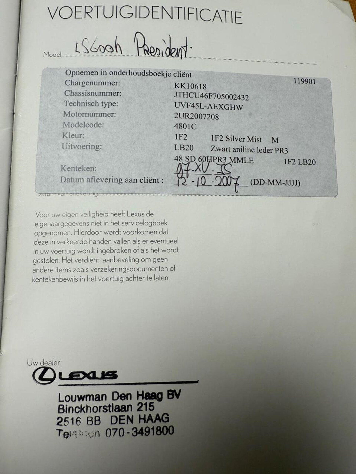 Foto van Lexus Lexus Ls600h