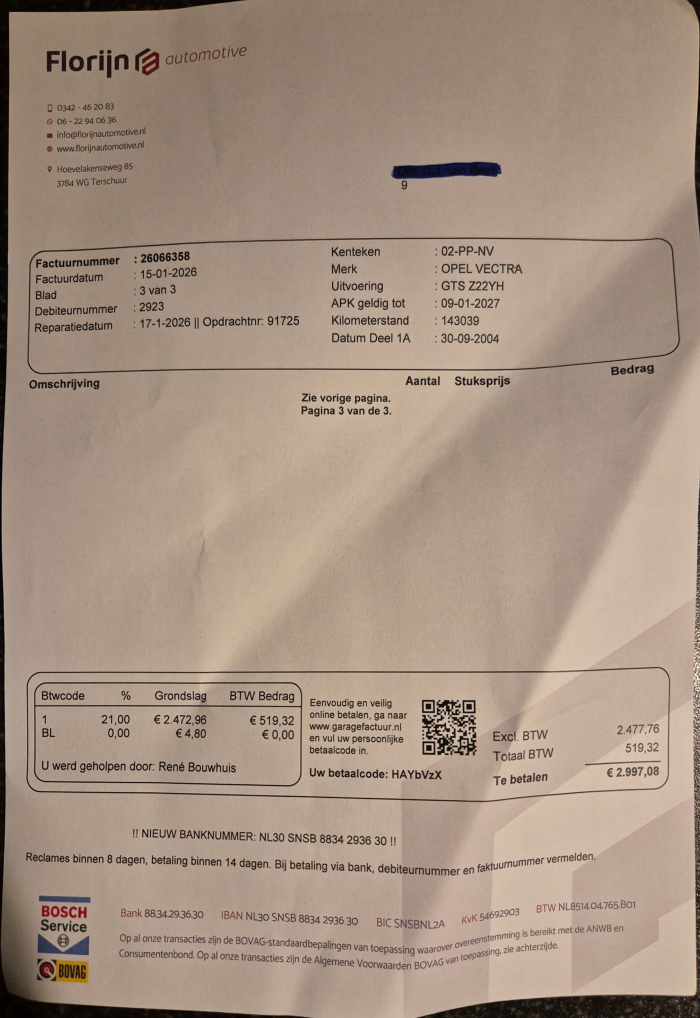 Foto van Opel Vectra