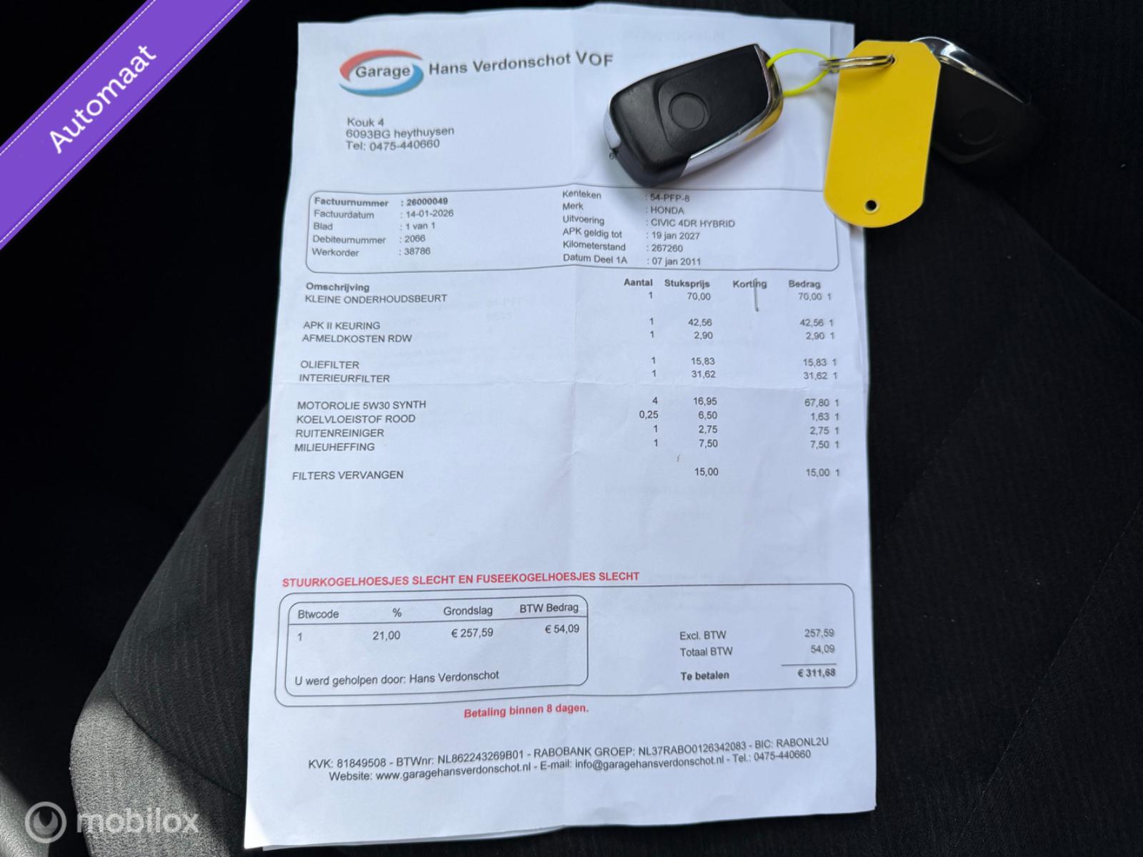 Foto van Honda Civic 4dr Hybrid