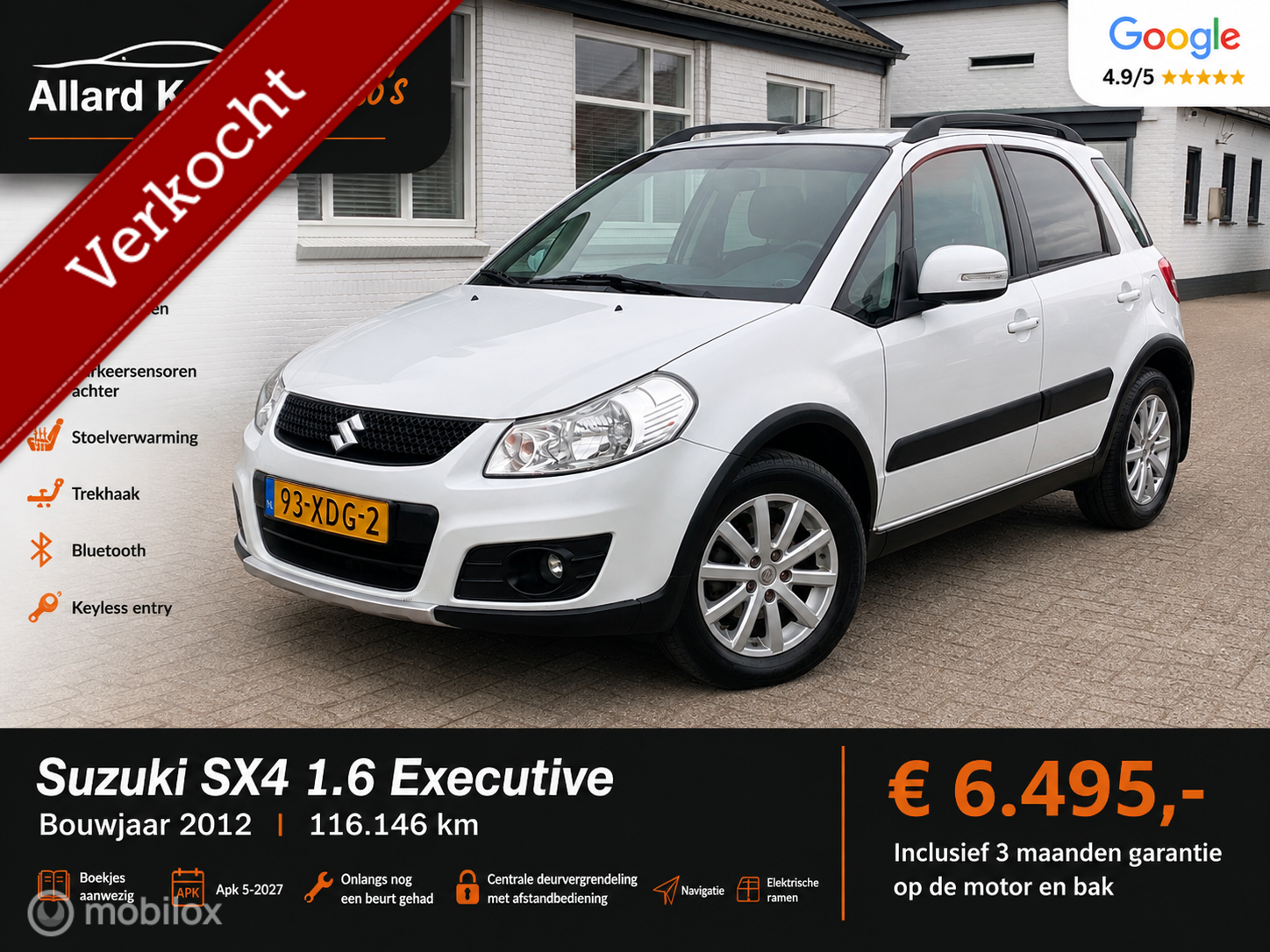 Suzuki Sx4 1.6 Executive/Clima/Hoogzitter/Trekhaak/Bluetooth 2012 - voorkant