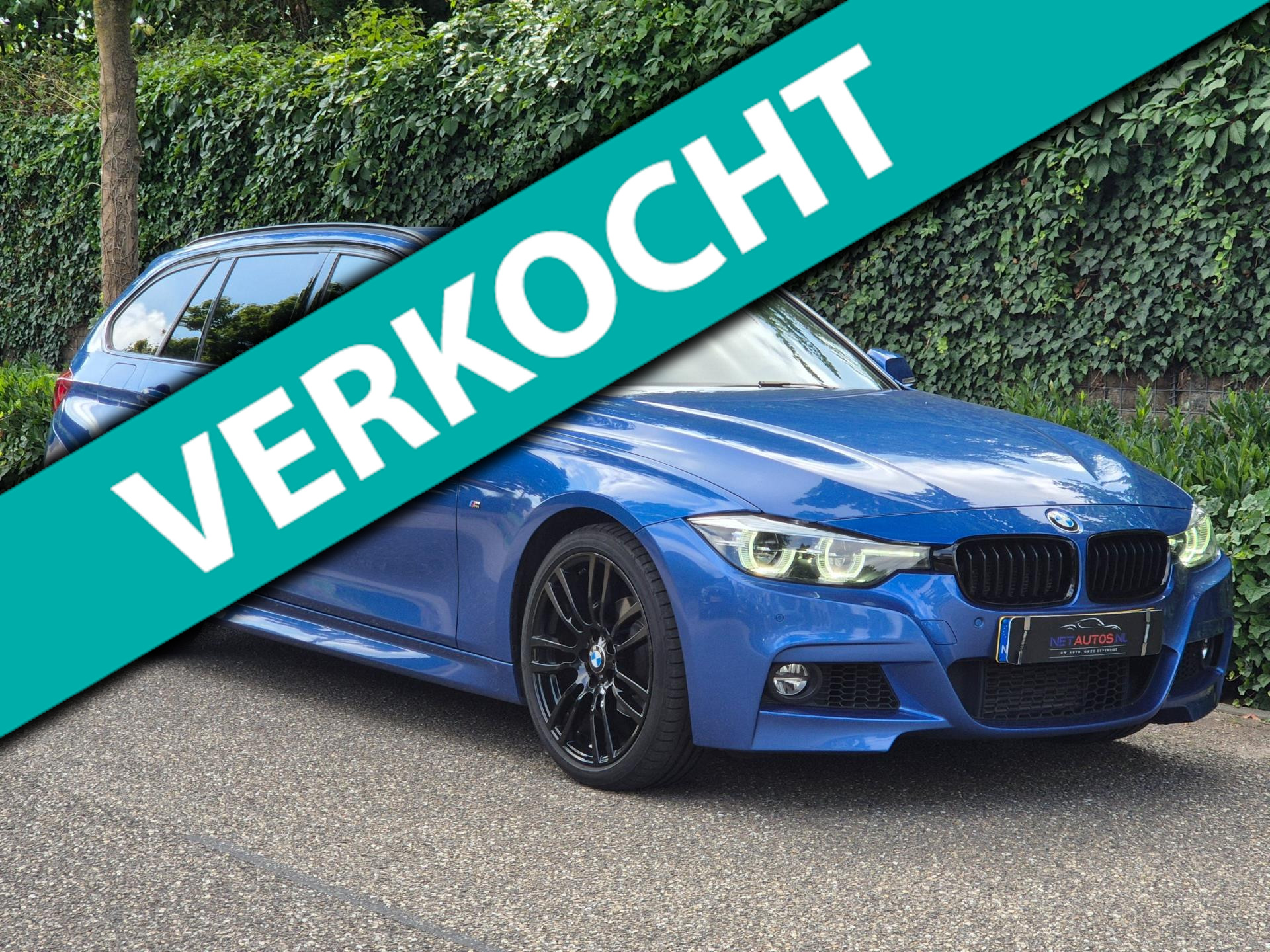 BMW 3-serie Touring F31 M Sport blauw Harman Kardon Apple CarPlay Dig.teller 19inch breedset Su 2019 - voorkant