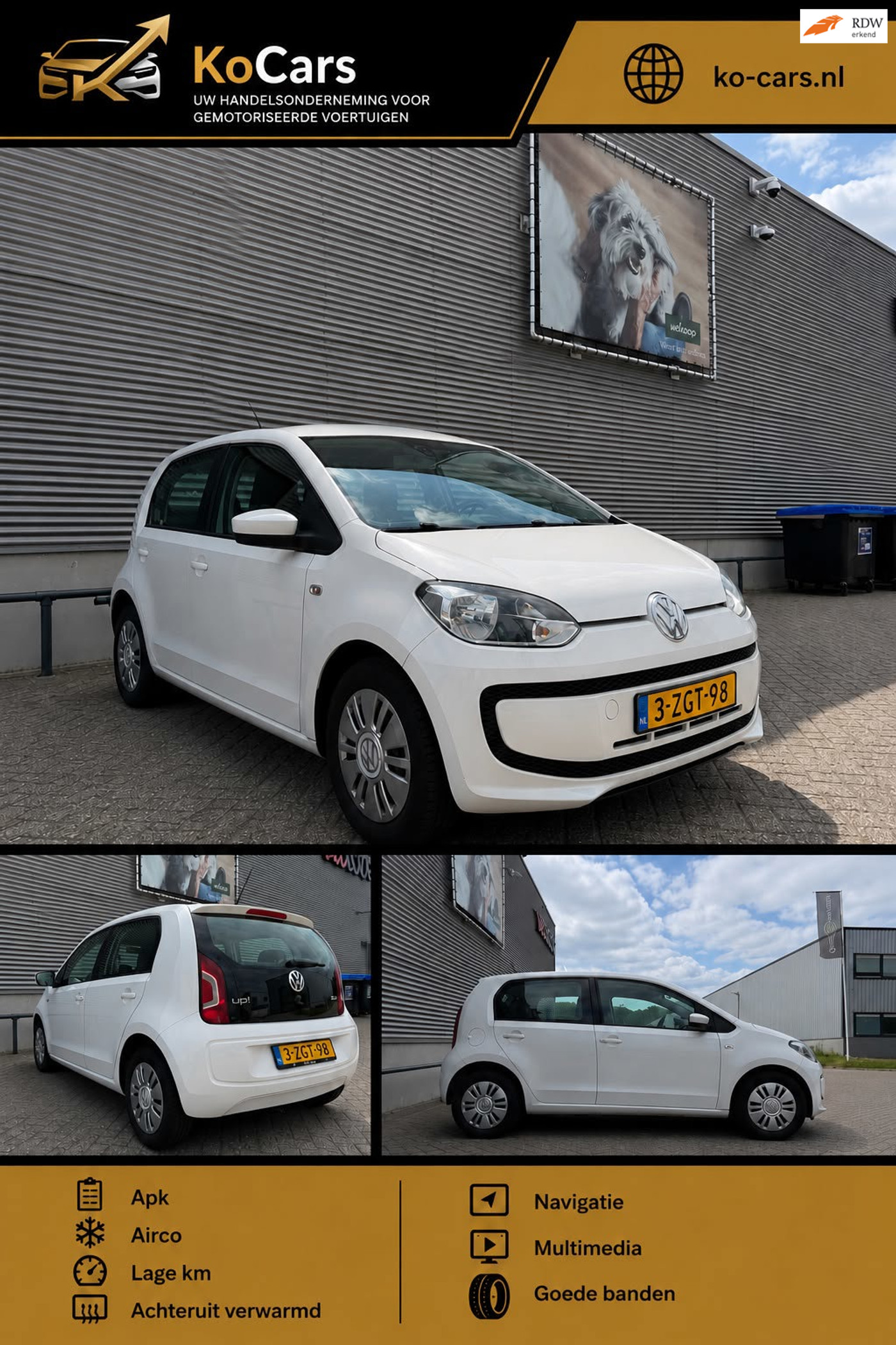 Volkswagen Up / Apk / Airco / Multimedia / Navigatie / Lage km 2015 - voorkant