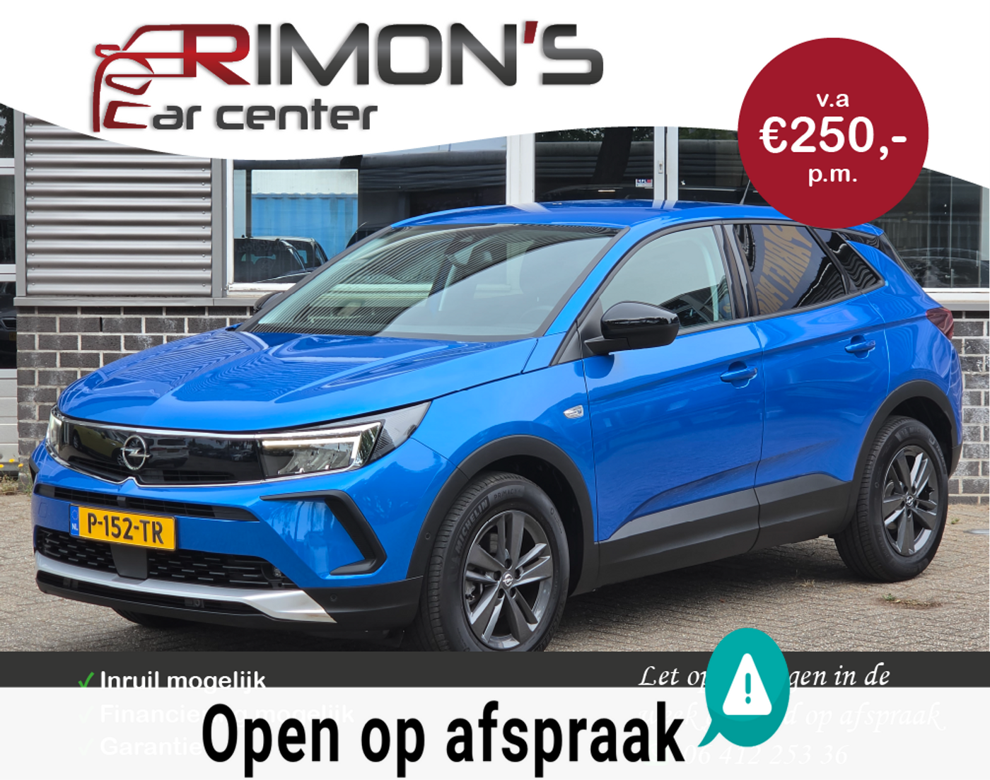 Opel Grandland 1.2 Turbo Business Elegance, 1e Eig / Black Pack, Apple carplay, Nw staat 2022 - voorkant