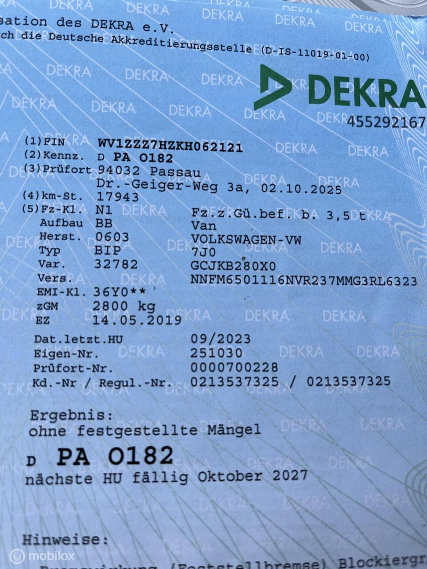 Foto van Volkswagen Transporter