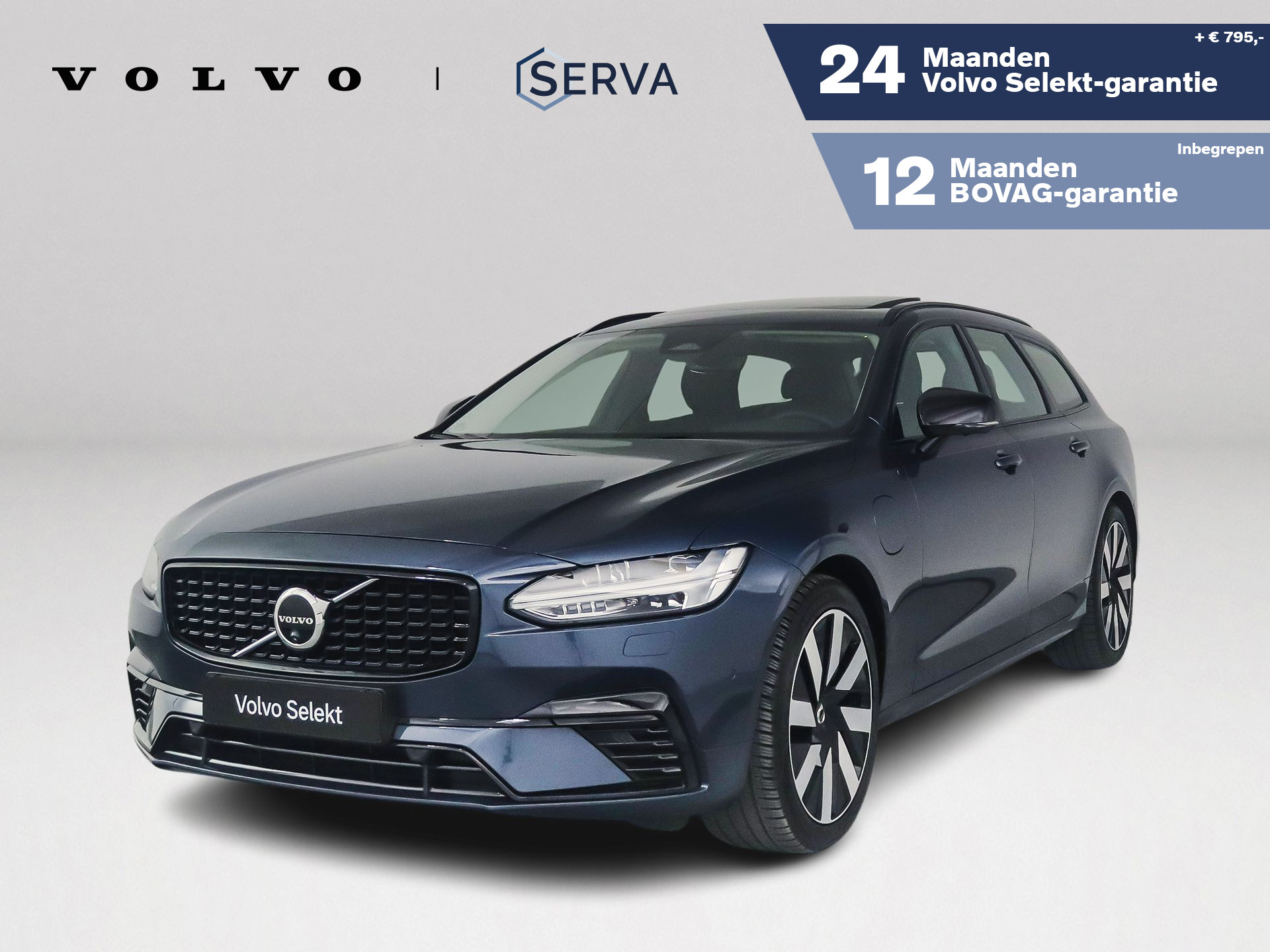 Volvo V90 T8 Plug-in hybrid AWD Ultra Dark | SOH 100% | Panoramadak | 360° camera | Harman Kardon | Head-up display | Stoel- en Stuurverwarming | Trekhaak 2025 - voorkant