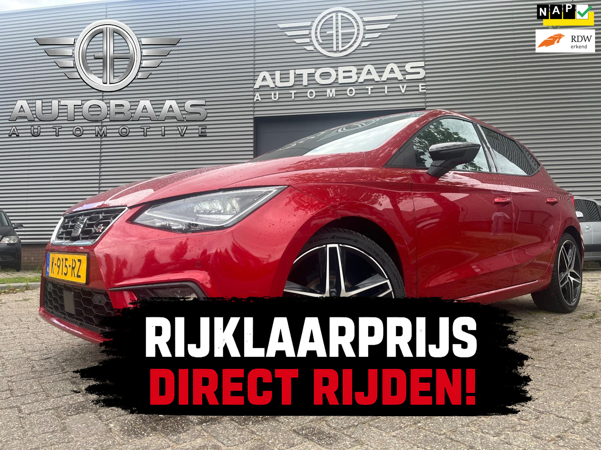 Seat Ibiza 1.0 TSI FR Business Intense Plus NL-AUTO+NAP+FULL LED+NAVI+LEDER+BEATS+KEYLESS+CAMERA+VIRTUAL COCKPIT+TREKHAAK+1EIG+BTW 2021 - voorkant