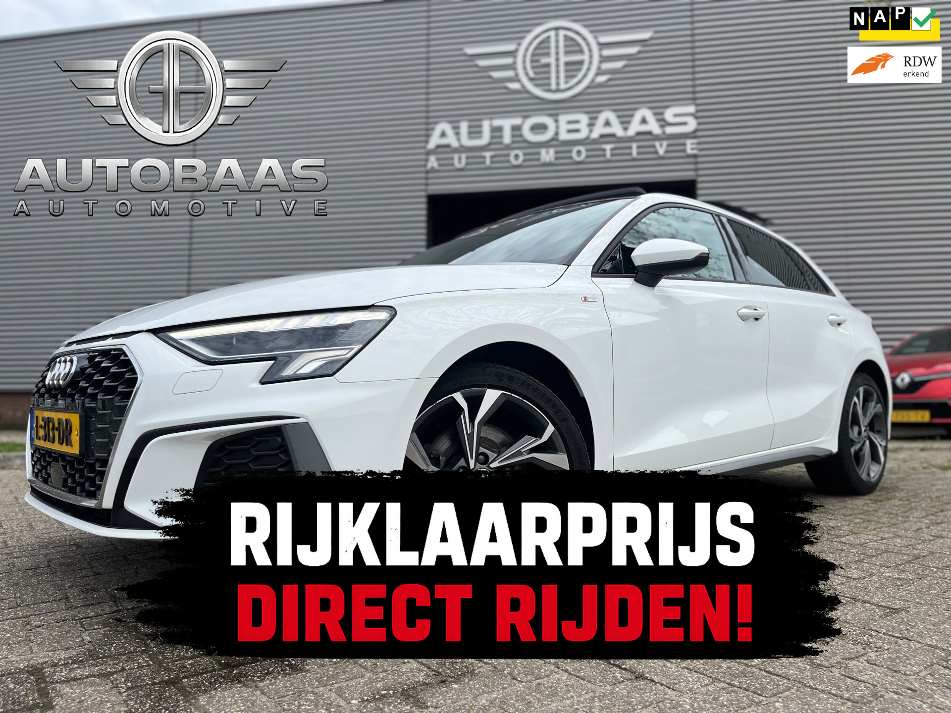 Audi A3 35 TFSI 150pk S-Line AUTOMAAT+1eig+PANORAMADAK+FULL LED+CAMERA+LEDER+STOELVERWARMING+CLIMATE CONTROL+18 INCH+BTW 2021 - voorkant