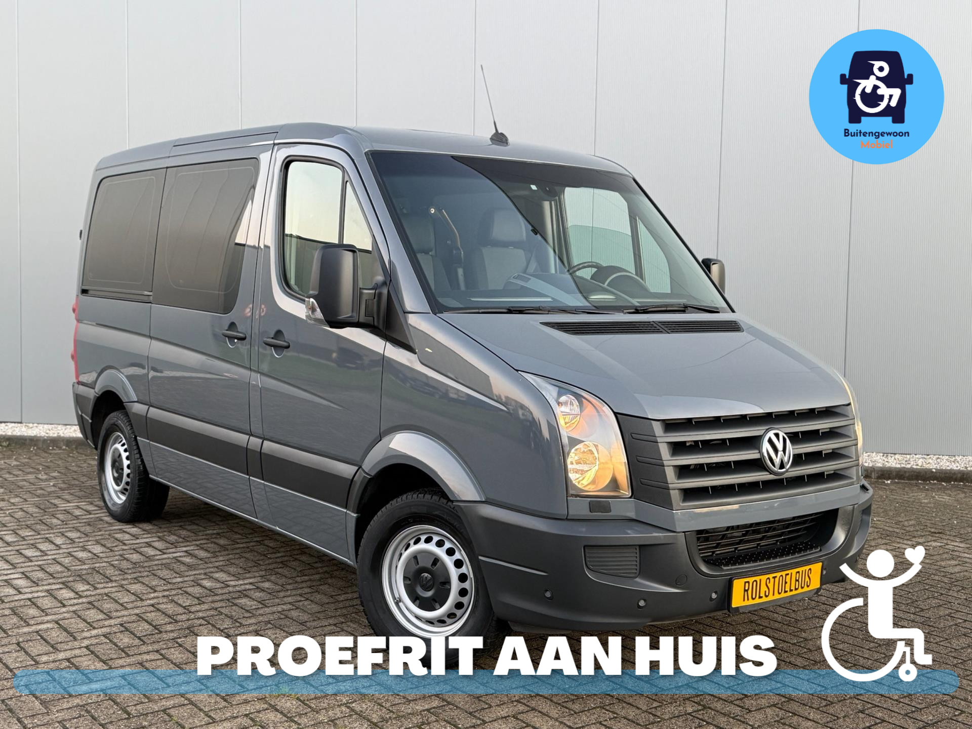 Volkswagen Crafter Rolstoelbus 6 Persoons (Airco) Laag tarief wegenbelasting 2016 - voorkant