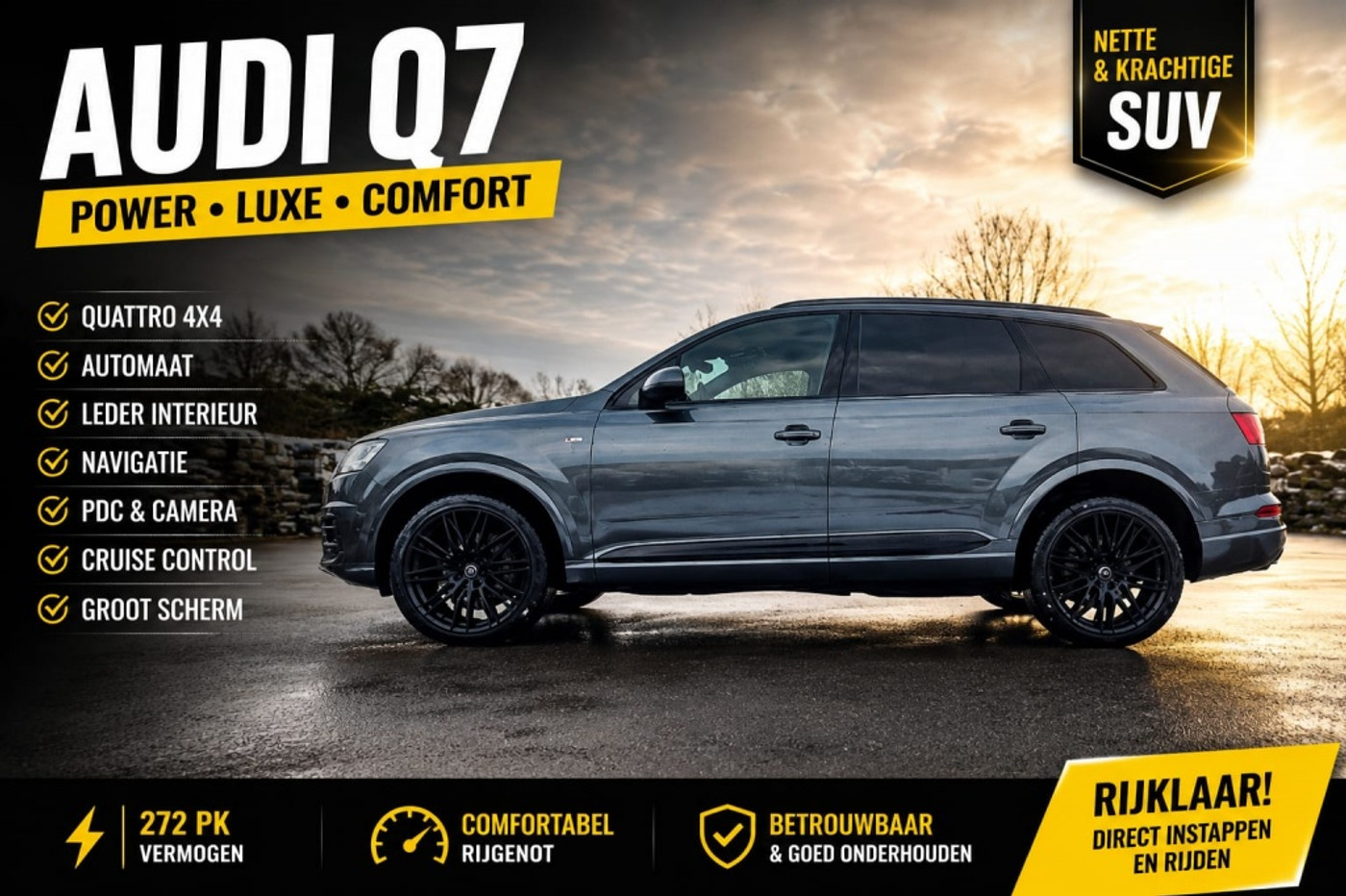 Audi Q7 3.0TDI 3x S-line/ 22inch! Zeer mooie uitvoering 2016 - voorkant